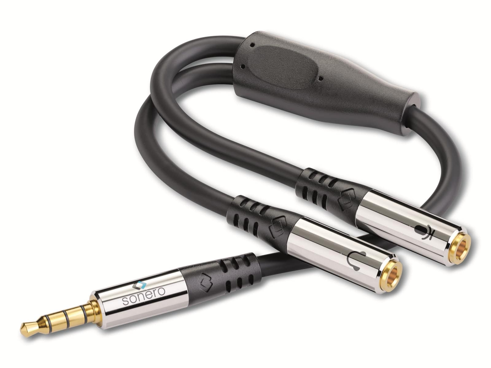 SONERO Audioadapter 0,25 m, Klinkenstecker auf 2x Klinkenbuchse