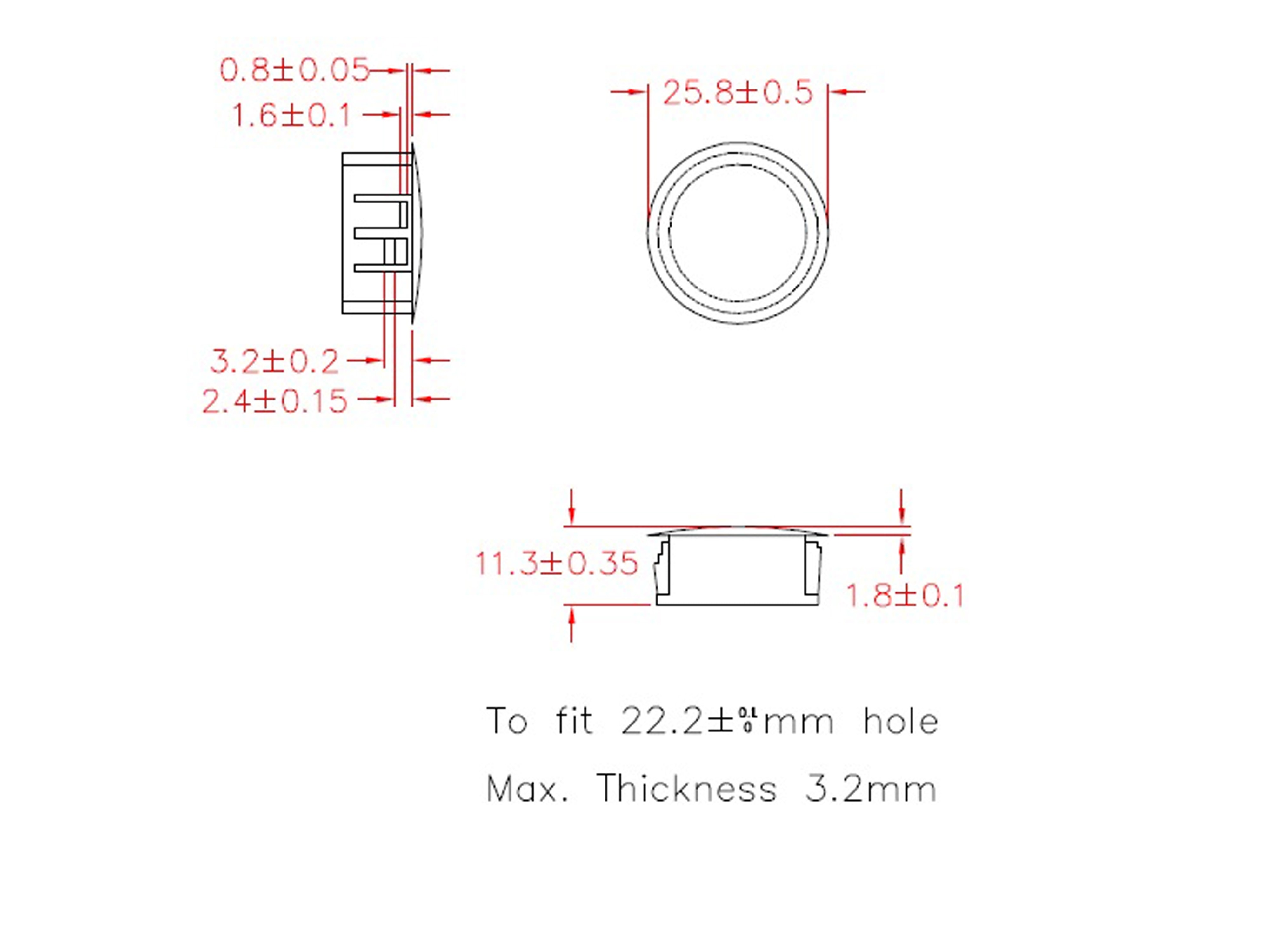 KSS Lochabdeckung Polyamid 6.6, schwarz, für Loch 22,2, Abdeckung-Ø 25,8, 1 Stück