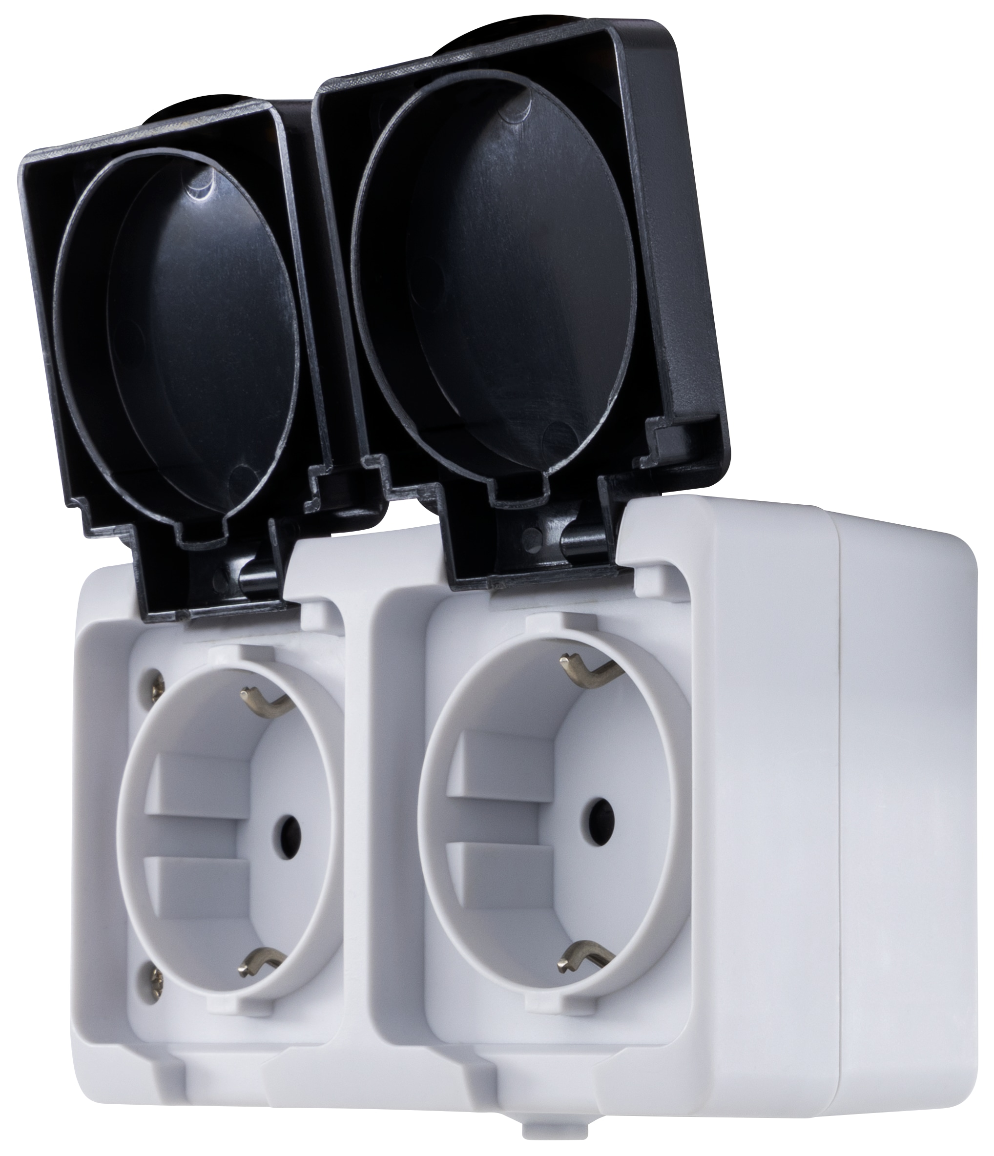 REV Feuchtraum-Steckdose AquaMini, 2-fach, Aufputz, weiß/schwarz