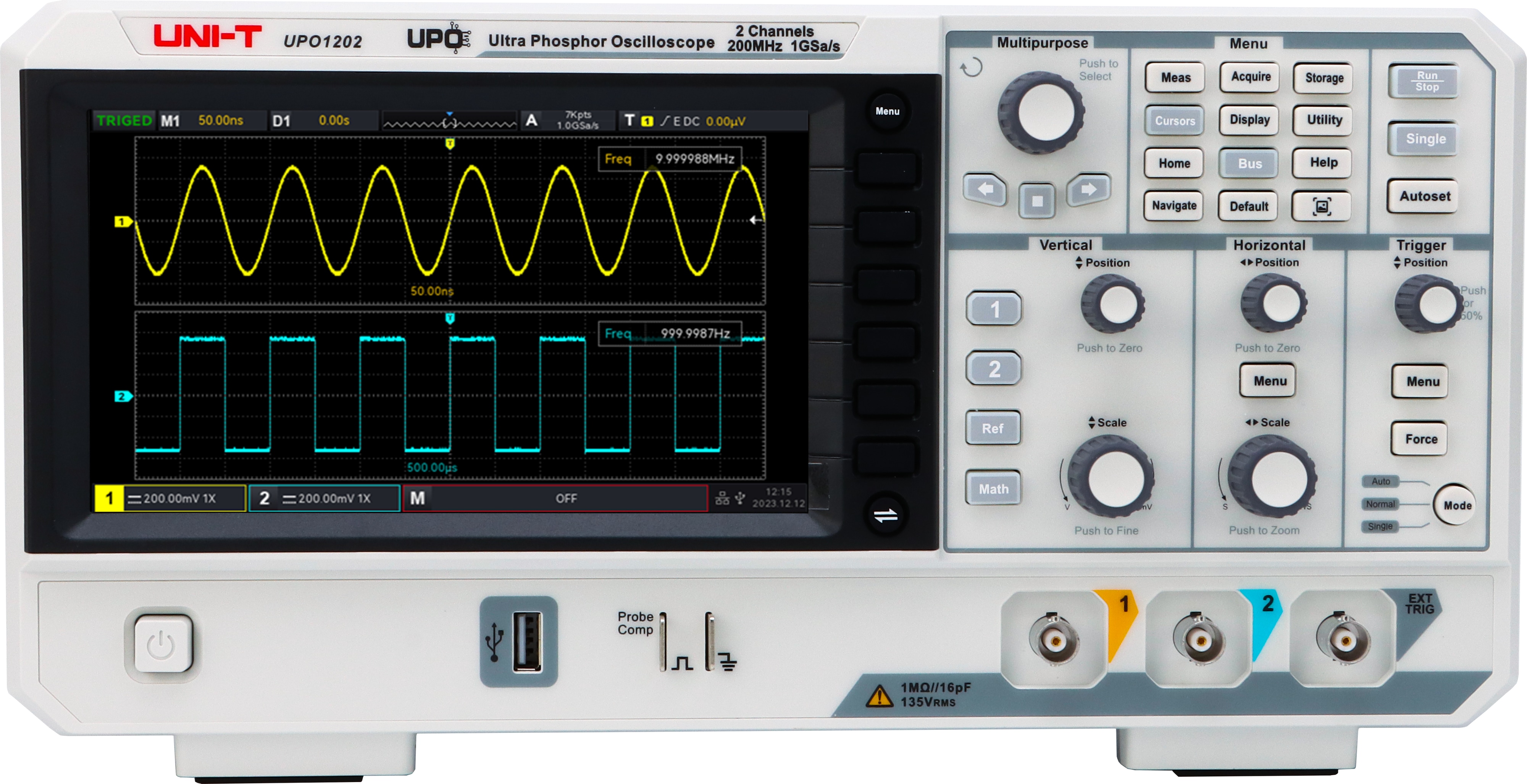 UNI-T Oszilloskop UPO1202, 2 Kanal, 200 MHz