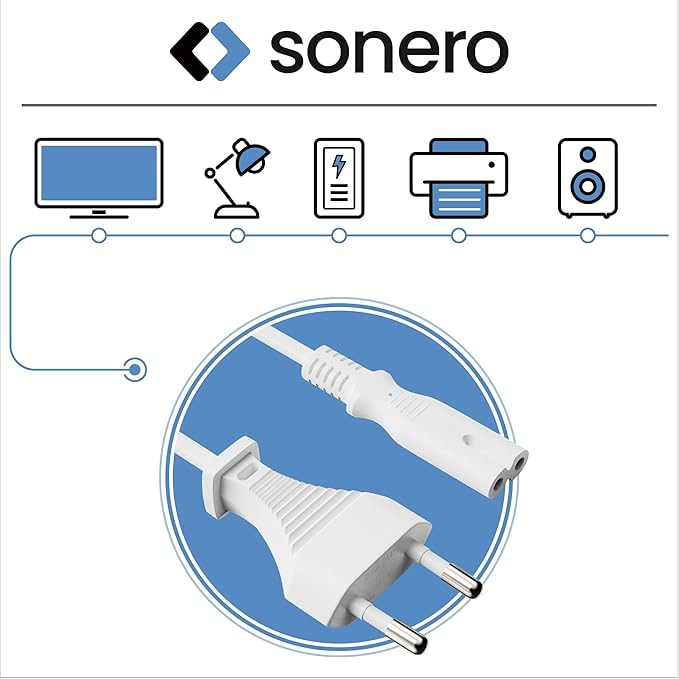 SONERO Netzkabel X-ESG-C7G-050W, Eurostecker, gerade, weiß, 5m Netzkabel SONERO X-ESG-C7G-050W, Eurostecker, gerade, weiß, 5m