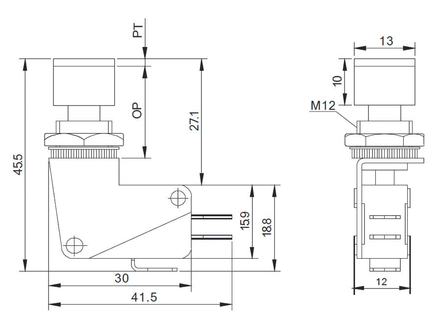 Einbau-Drucktaster DS438, 7,5 A/250 V~, schwarz