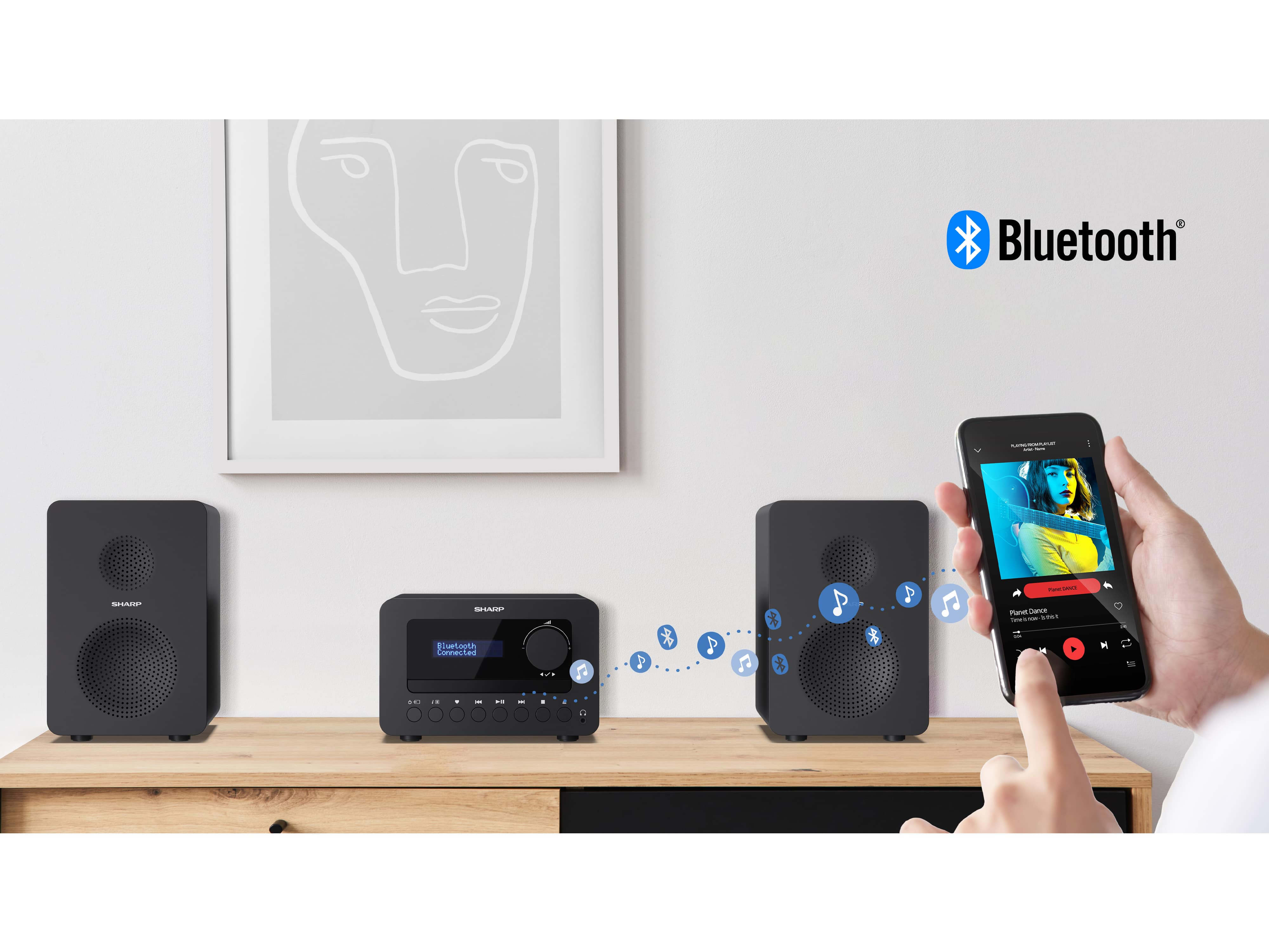 SHARP HiFi-Anlage XL-B520D, schwarz, DAB+, Bluetooth, MP3, CD-Laufwerk