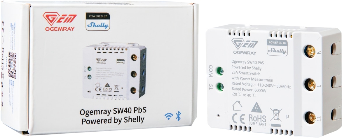OGEMRAY Shelly Relais Smart Relay 25A SHELLY OGEMRAY Relais Smart Relay 25A
