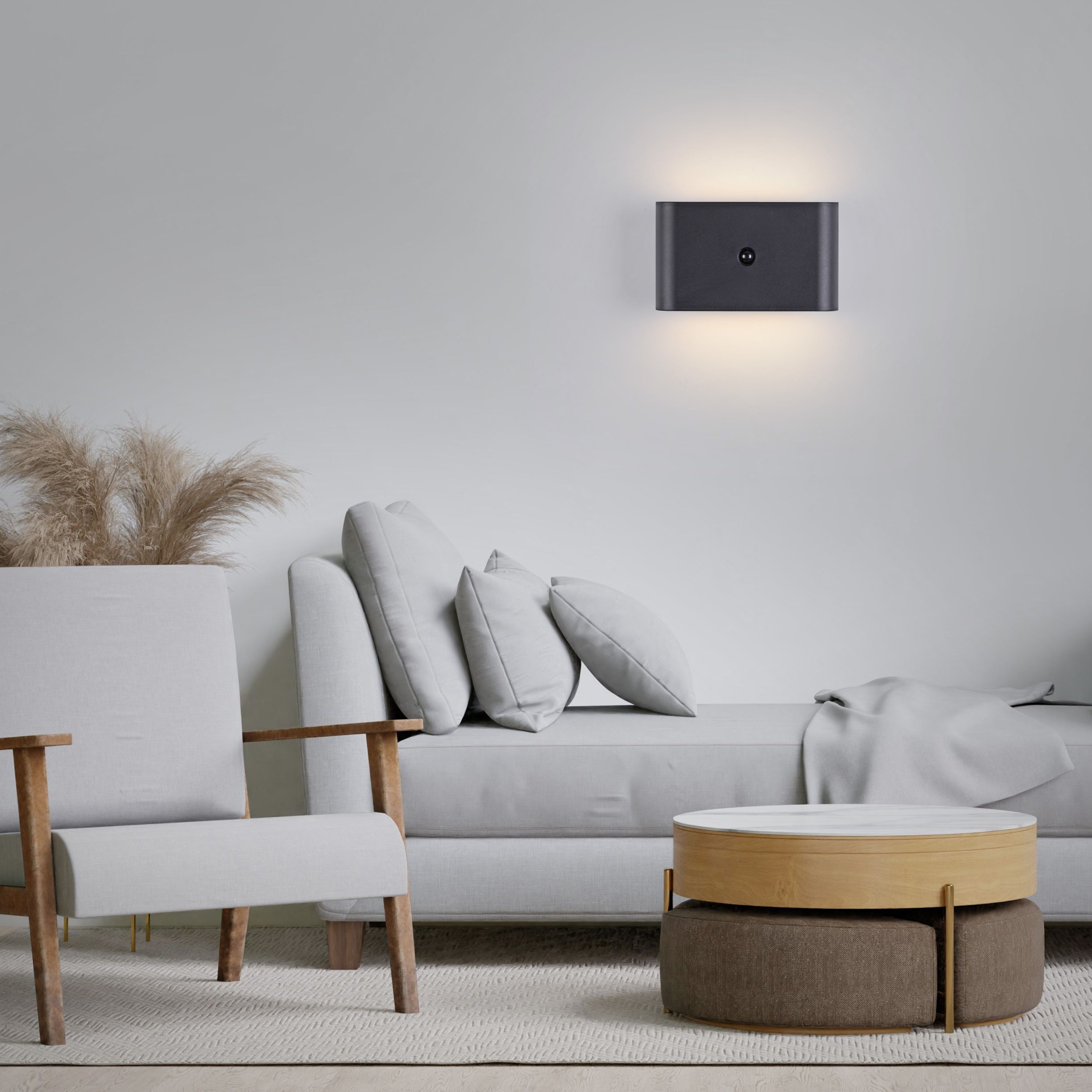 JUST LIGHT LED-Akku-Wandleuchte 19475-18, 3W, 3000K, 330lm, warmweiß, IP44, schwarz