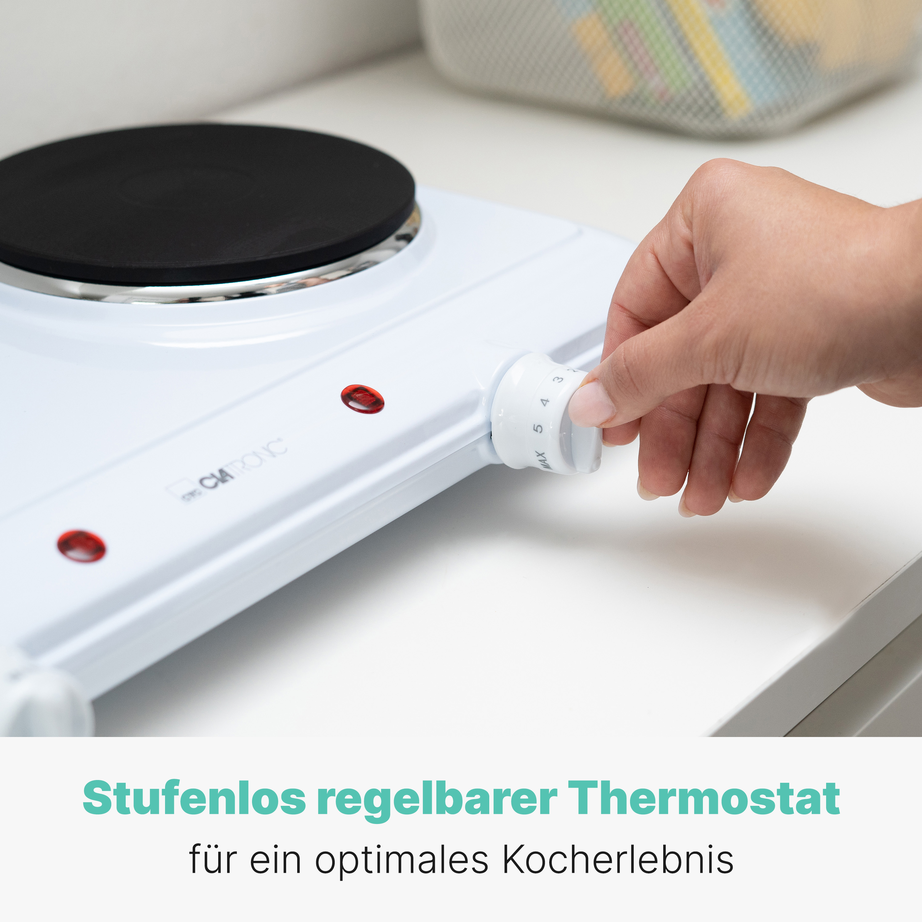 CLATRONIC Doppelkochplatte DKP 3583, 1x Ø180mm, 1500W, 1x Ø150mm, 1000W, weiß