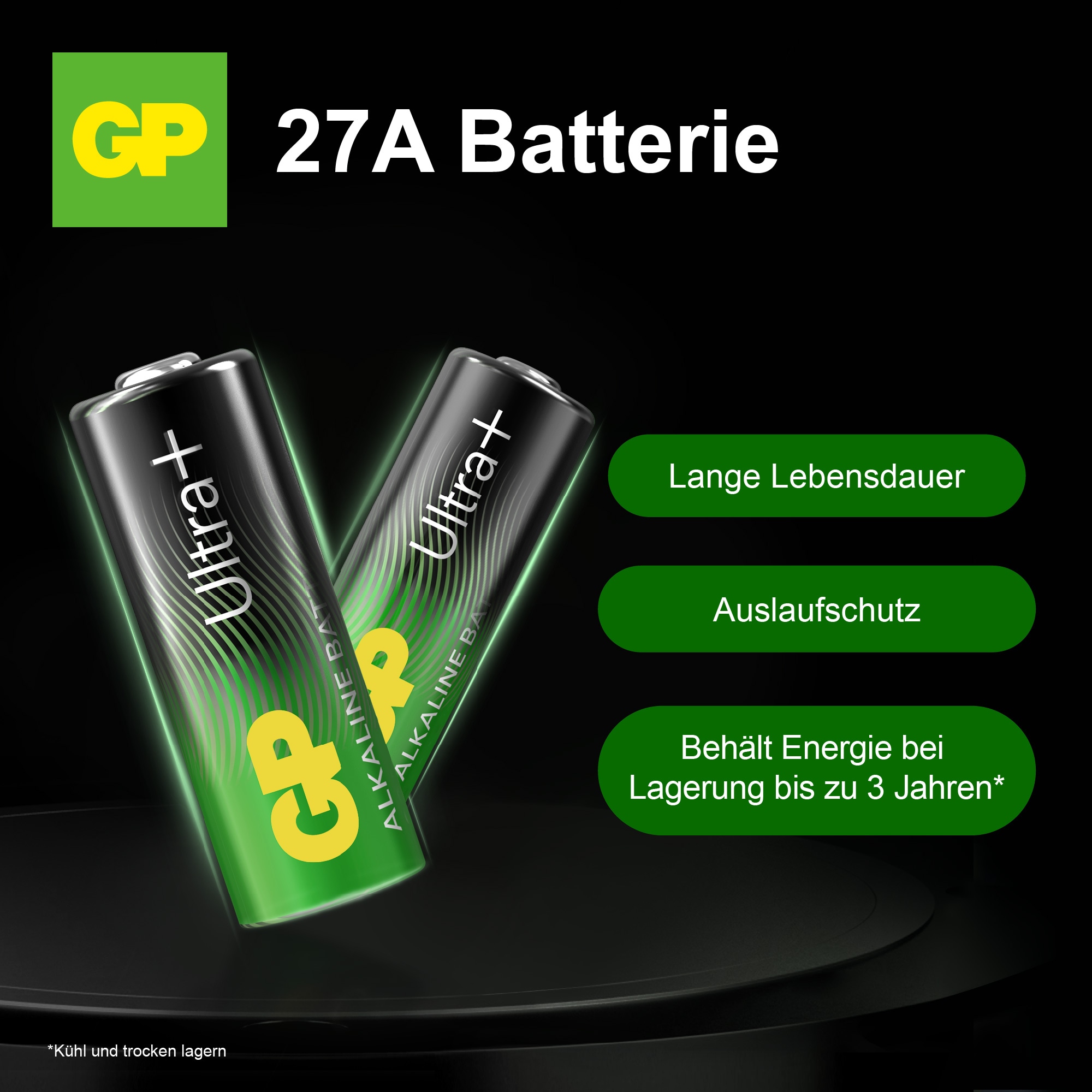 GP Ultra Plus, 27A Alkaline Rundzellenbatterie, Hochspannung, 12V