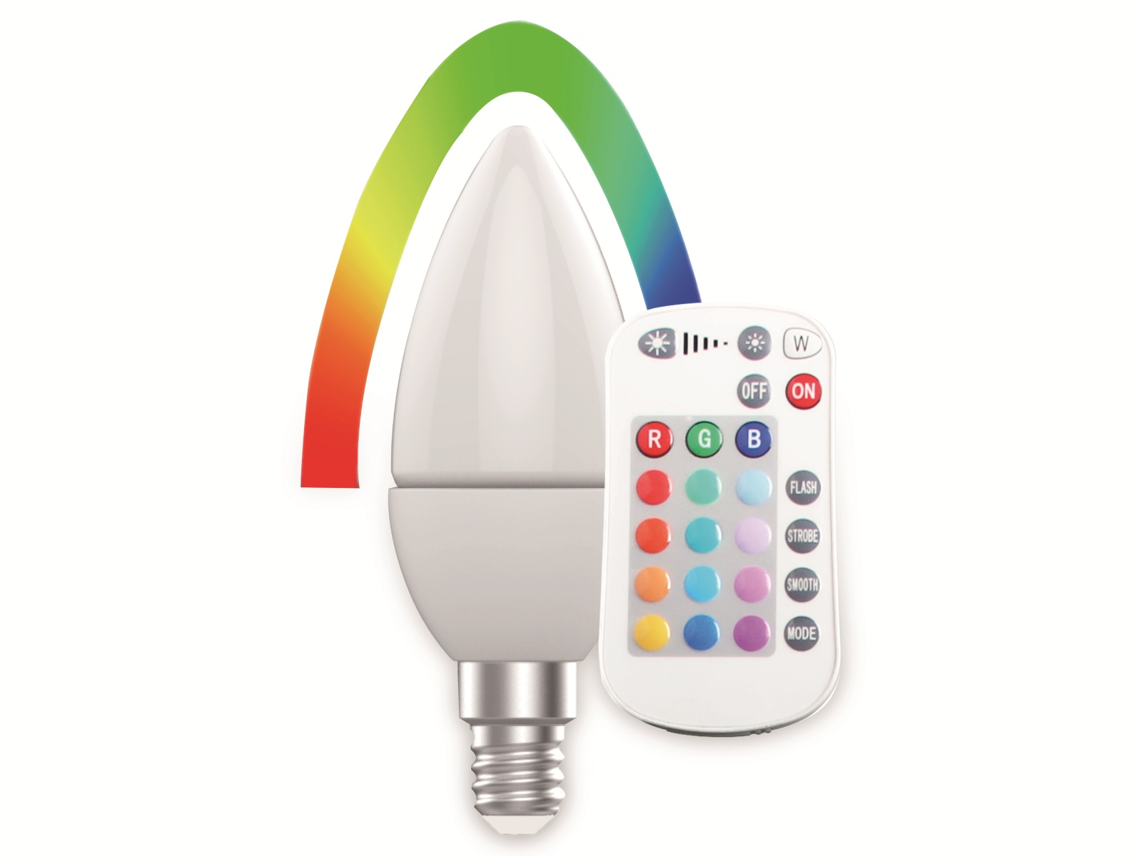 BLULAXA LED-SMD-Lampe, C37, RGB, E14, EEK: F, 5,5 W, 470 lm, 2700 K