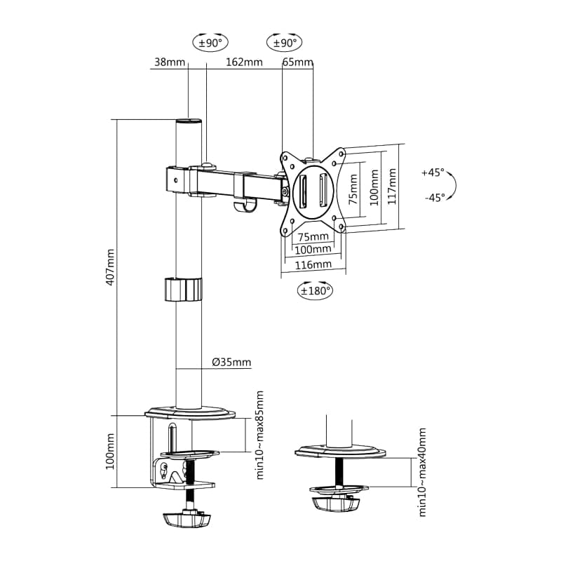 LOGILINK Monitorhalterung BP0170, 17"..32", Stahl