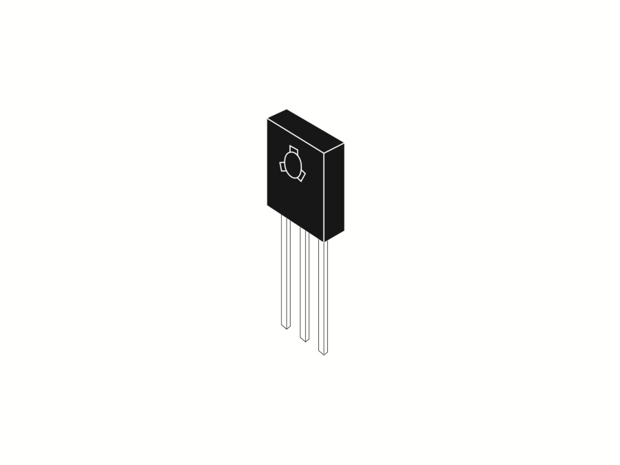 Transistor BD442, PNP, 80 V, 4 A, 36 W, TO-126.