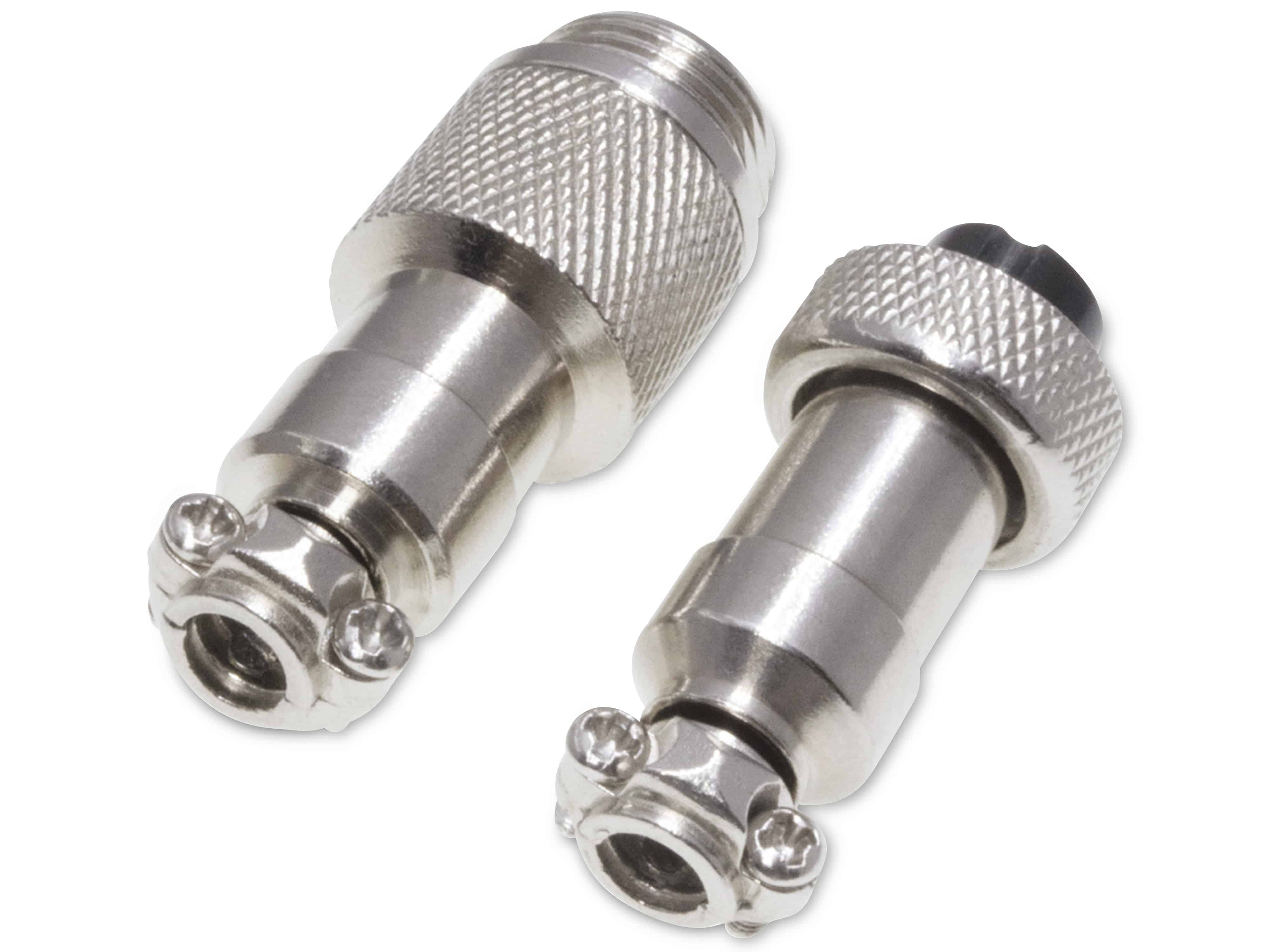 Rundsteckverbinder, 6-polig, 48V, 1A, Lötanschluss, IP55, wire to wire, 1 Stecker + 1 Buchse Rundsteckverbinder, 6-polig, 48V, 1A, Lötanschluss, IP55, wire to wire, 1 Stecker + 1 Buchse