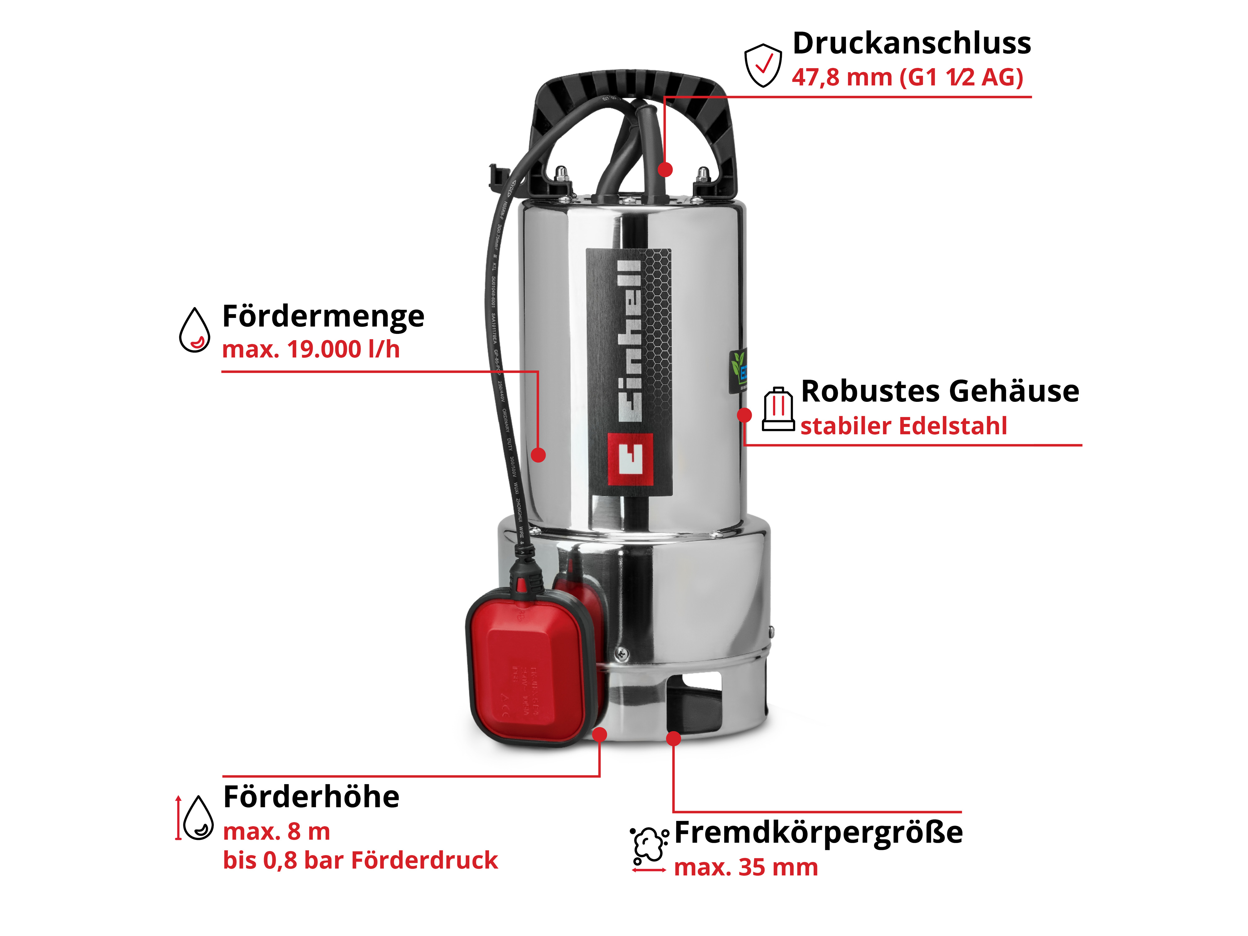 EINHELL Schmutzwasserpumpe GC-DP 7035, N ECO PLUS, 4170765
