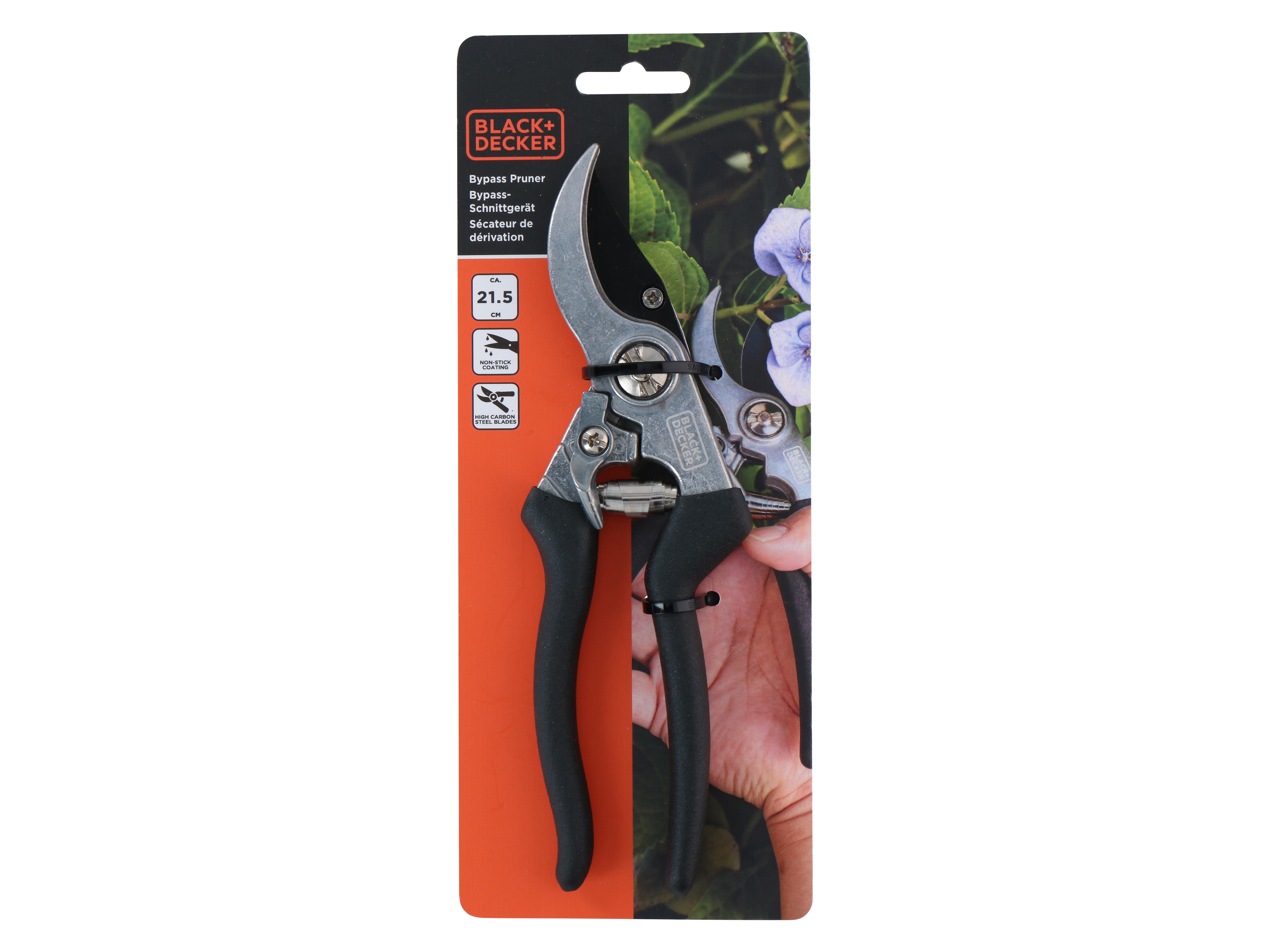 BLACK & DECKER Bypass Gartenschere, 21,8 cm