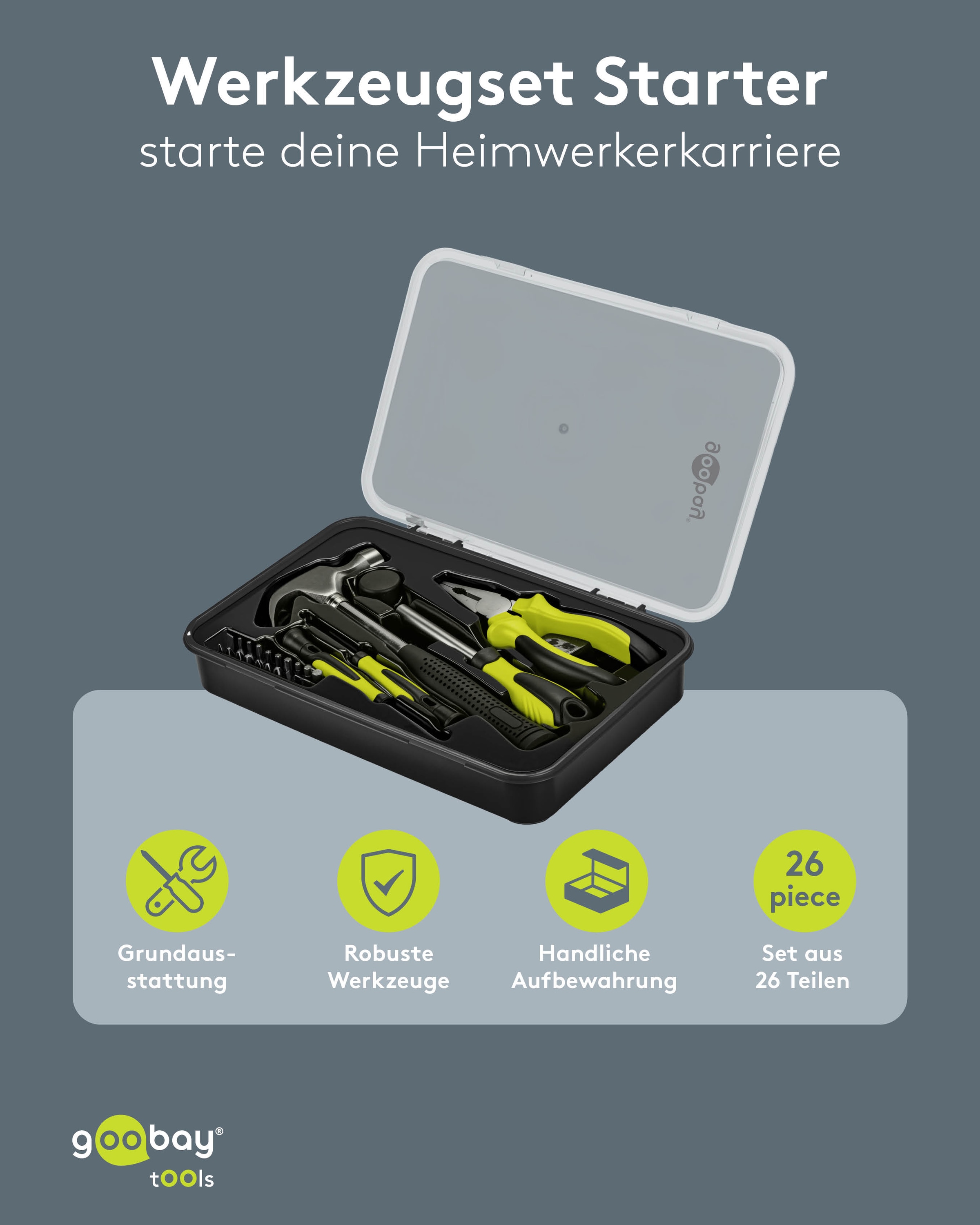 GOOBAY TOOLS Werkzeug-Set Starter, 77845, 26-teilig