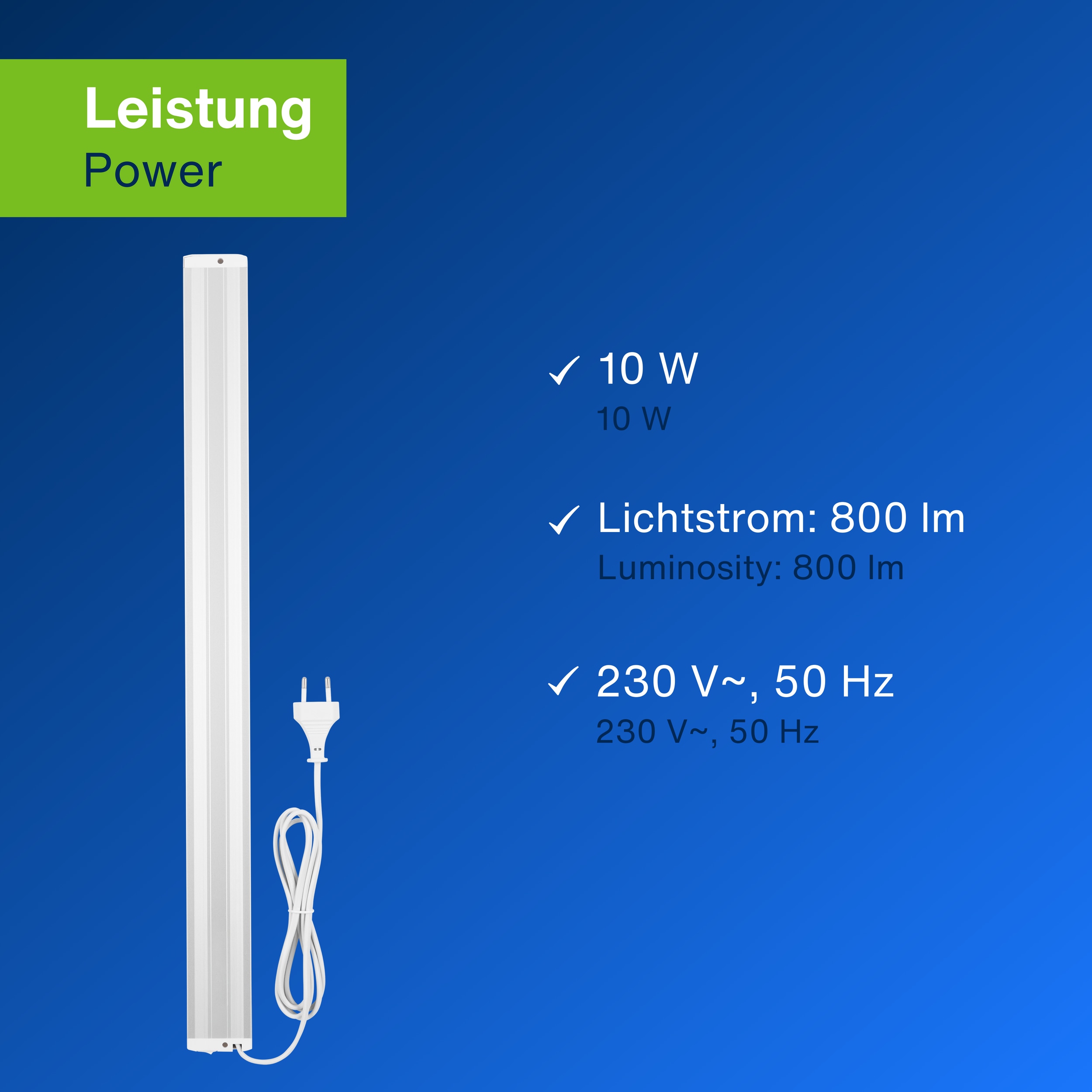 REV LED-Unterbauleuchte Alu, 10W, 3000K, 800lm, warmweiß, IP20, 60 cm