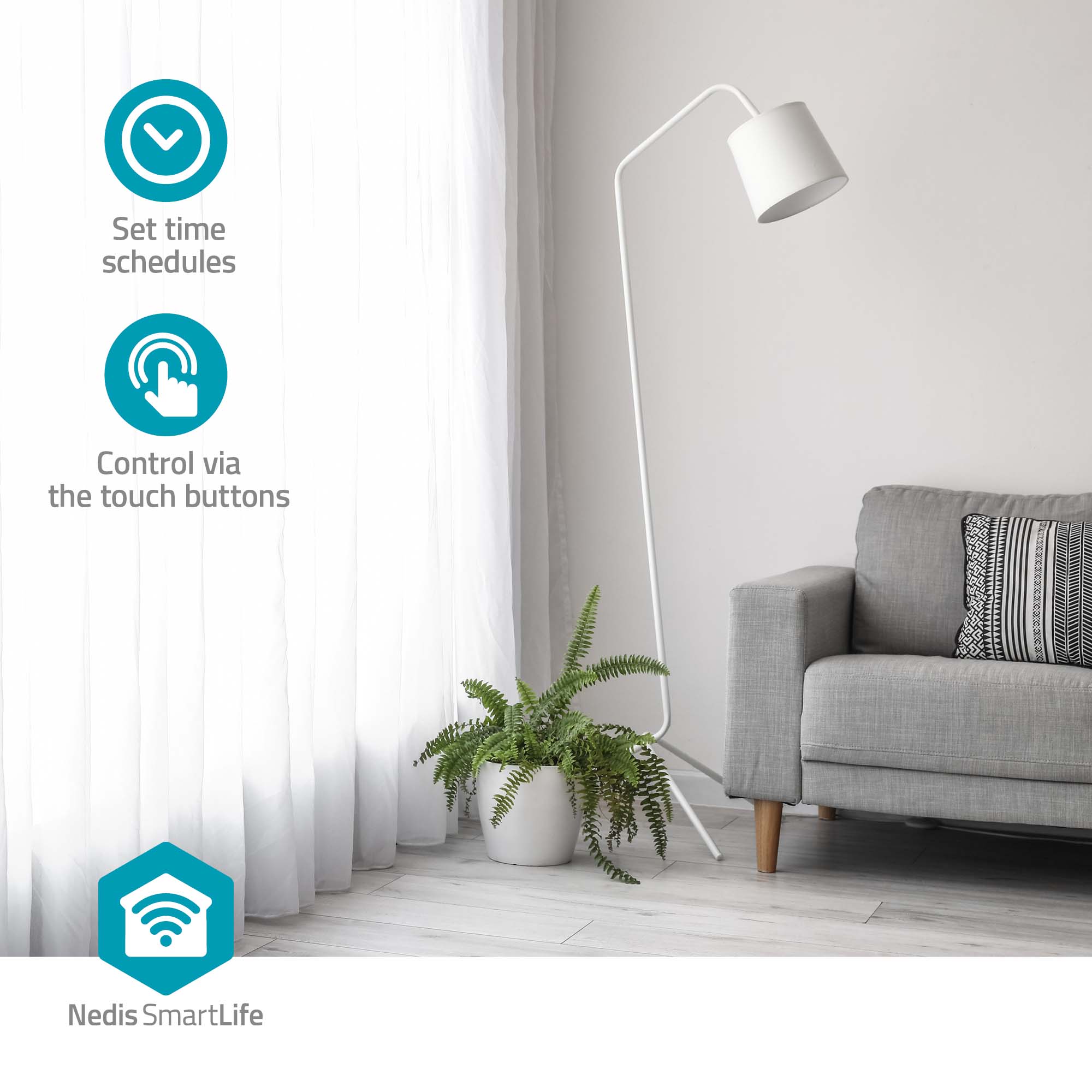 NEDIS Wandschalter SmartLife, Vohänge, Rolläden und Sonnenblenden, weiß