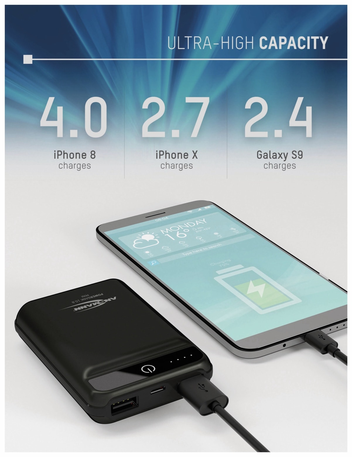ANSMANN USB Powerbank 10.8 mini, 10.000 mAh ANSMANN USB Powerbank 10.8 mini, 10.000 mAh