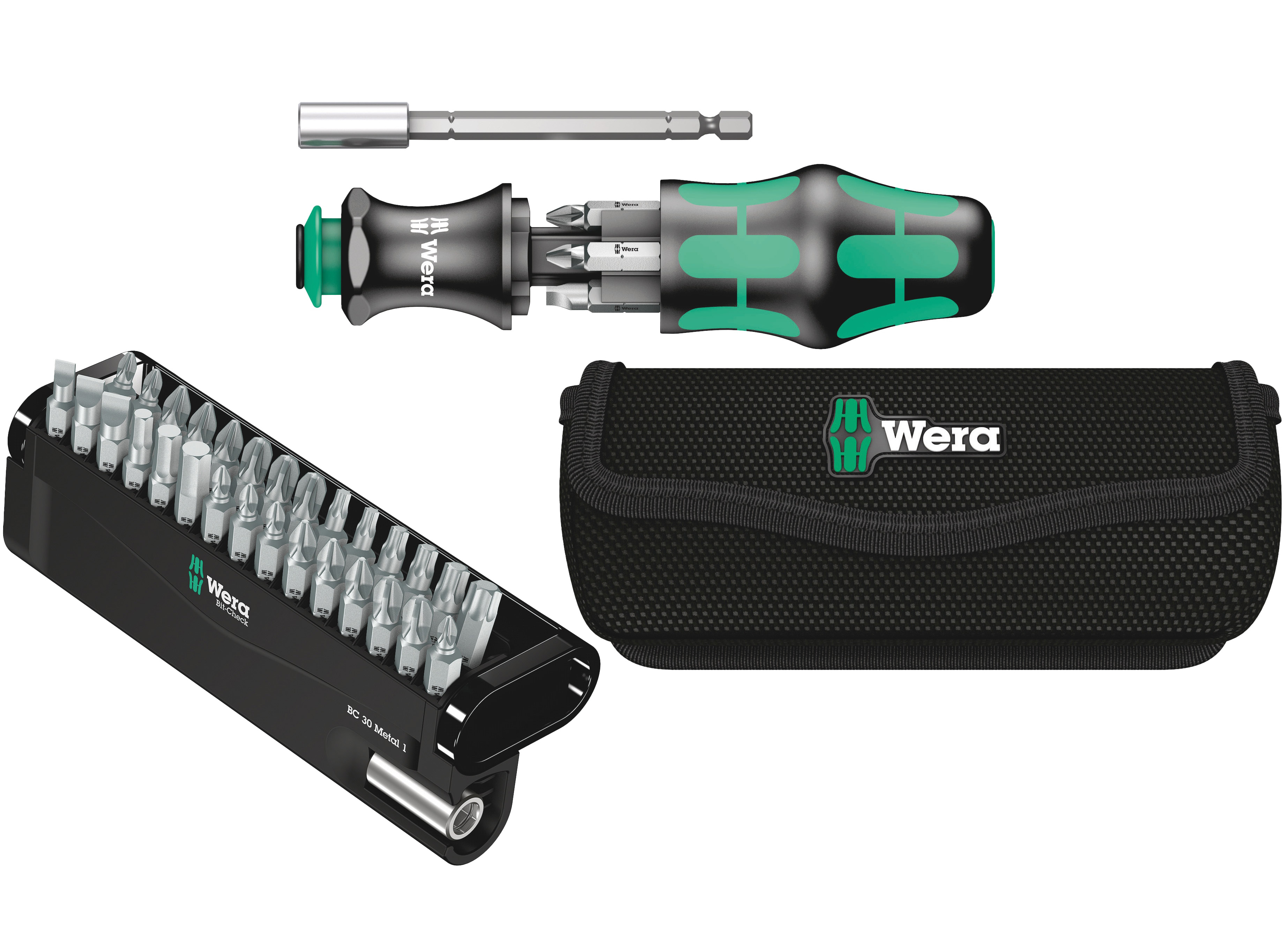 WERA Werkzeug-Set, Kraftform Kompakt 28 + Bit-Check 30 Metal 1, 36-teilig