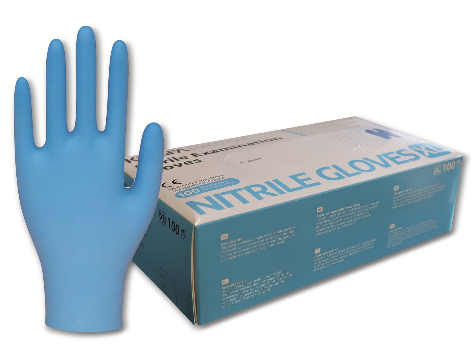 Einweghandschuhe Nitril Polymer, EN 374-1, EN 455, 100 Stück, Größe XL
