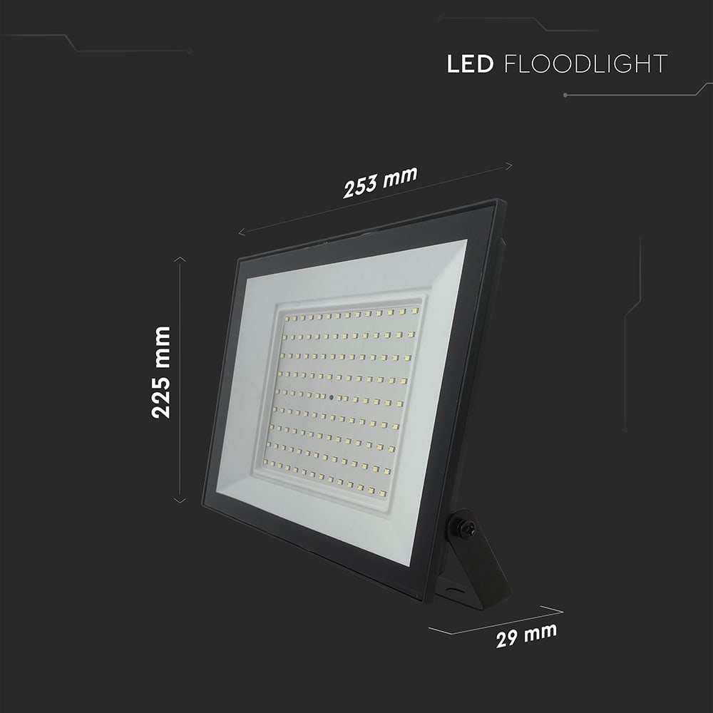 V-TAC LED-Fluter, VT-44109, 100 W, 4000K, EEK: F, 8150 lm, neutralweiß, IP65, schwarz