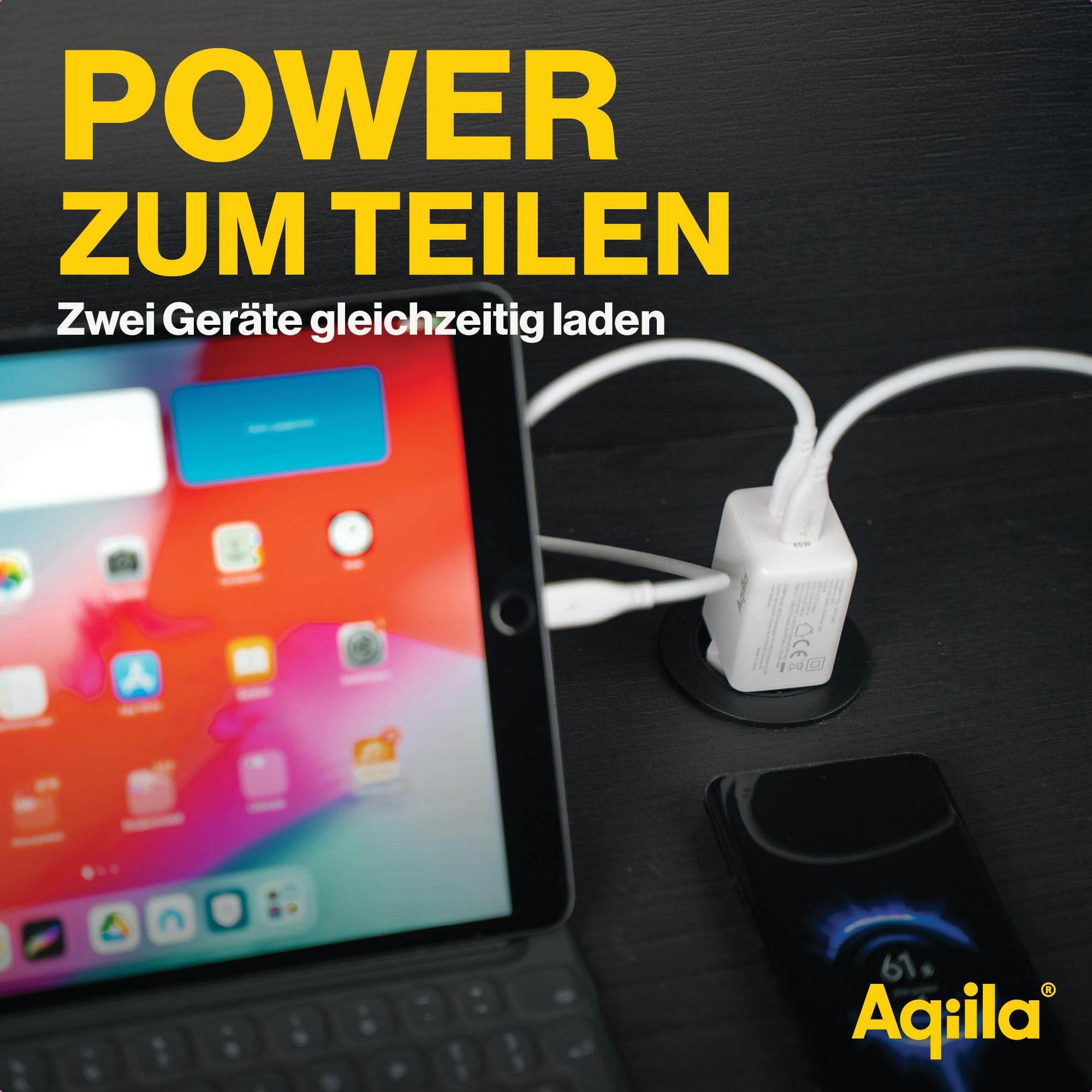 AQIILA USB-Lader Chargebird W2, 45 W, 2-fach, 2x USB-C, weiß AQIILA USB-Lader Chargebird W2, 45 W, 2-fach, 2x USB-C, weiß