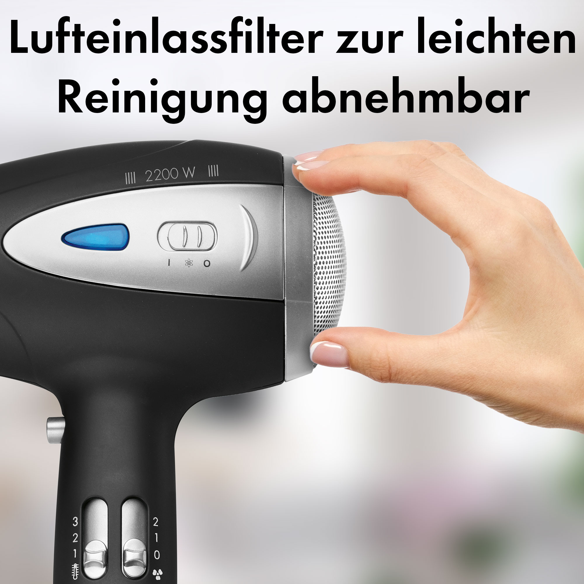 PROFICARE Haartrockner PC-HTD 3113, Ionisierungsfunktion, 2200W, schwarz