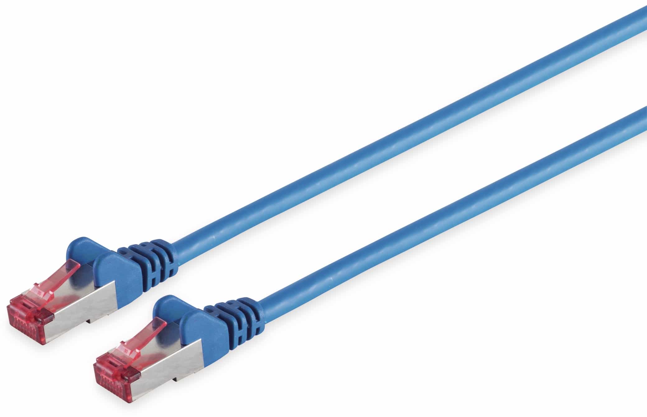 CAT.6a Netzwerkkabel, S/FTP, PIMF, halogenfrei, blau, 0,15 m