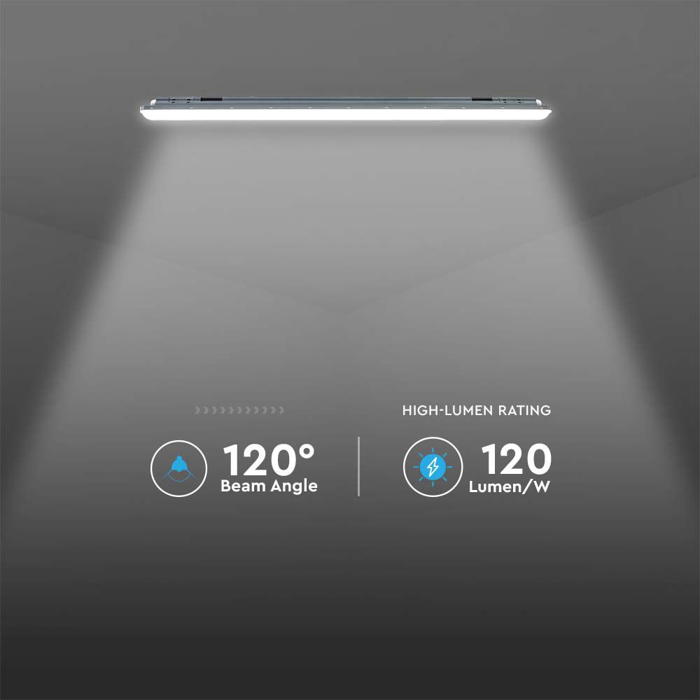 V-TAC LED-Feuchtraumleuchte VT-1253S, EEK: E, 36 W, 4320 lm, 4000 K, 1200 mm, mit Sensor V-TAC LED-Feuchtraumleuchte VT-1253S, EEK: E, 36 W, 4320 lm, 4000 K, 1200 mm, mit Sensor