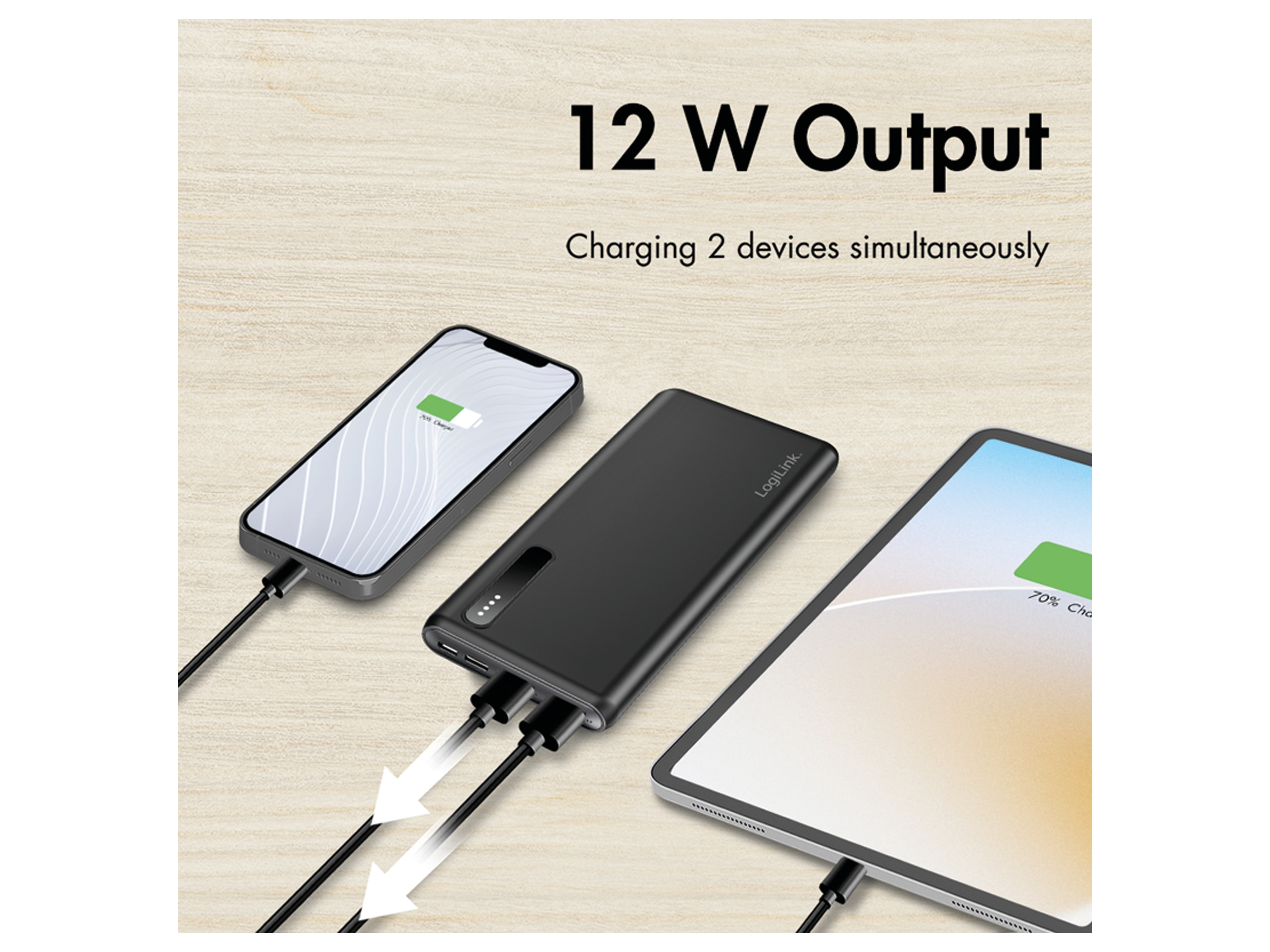 LOGILINK Powerbank PA0311 schwarz, 8000 mAh, 2x USB-A, 2-in-1-Kabel LOGILINK Powerbank PA0311 schwarz, 8000 mAh, 2x USB-A, 2-in-1-Kabel