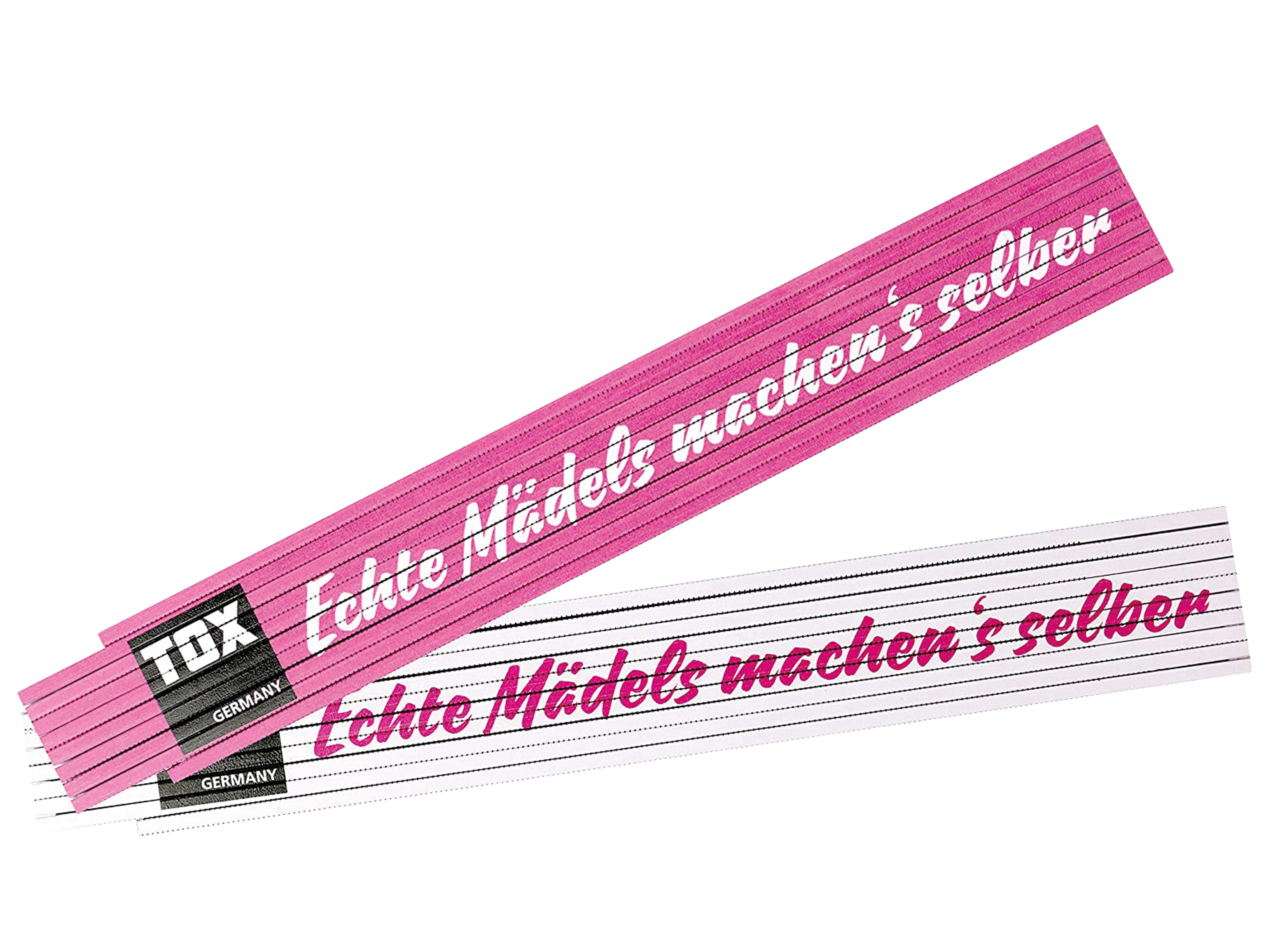 TOX Meterstab, Aufdruck: Echte Mädels machen's selber!, 2 m TOX Meterstab, Aufdruck: Echte Mädels machen's selber!, 2 m