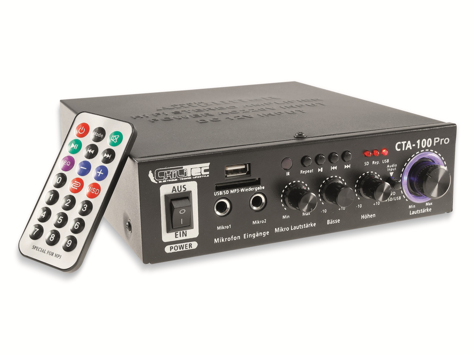 CHILITEC Mini-HiFi-Verstärker CTA-100 pro, USB, Fernbedienung, Bluetooth