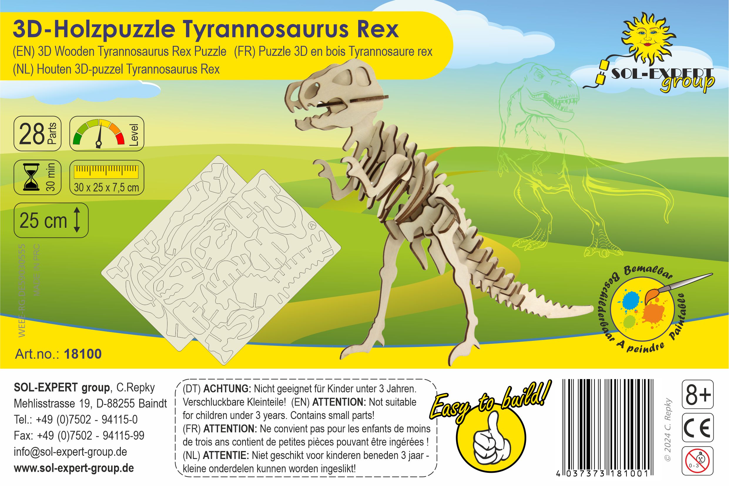 SOL-EXPERT 3D Holz Puzzle Tyrannosaurus Rex