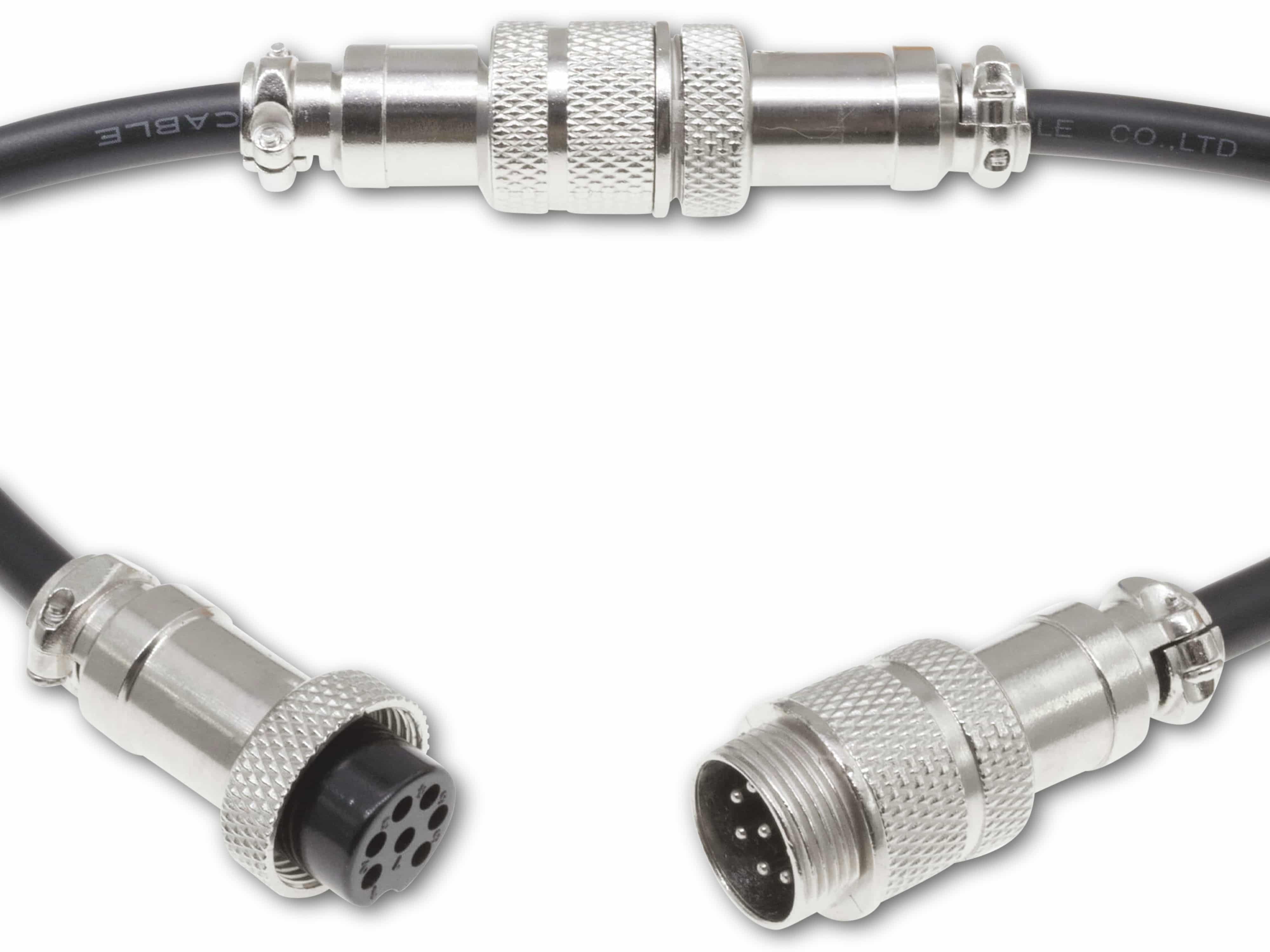 Rundsteckverbinder, 7-polig, 30V, 1A, Lötanschluss, IP55, wire to wire, 1 Stecker + 1 Buchse Rundsteckverbinder, 7-polig, 30V, 1A, Lötanschluss, IP55, wire to wire, 1 Stecker + 1 Buchse
