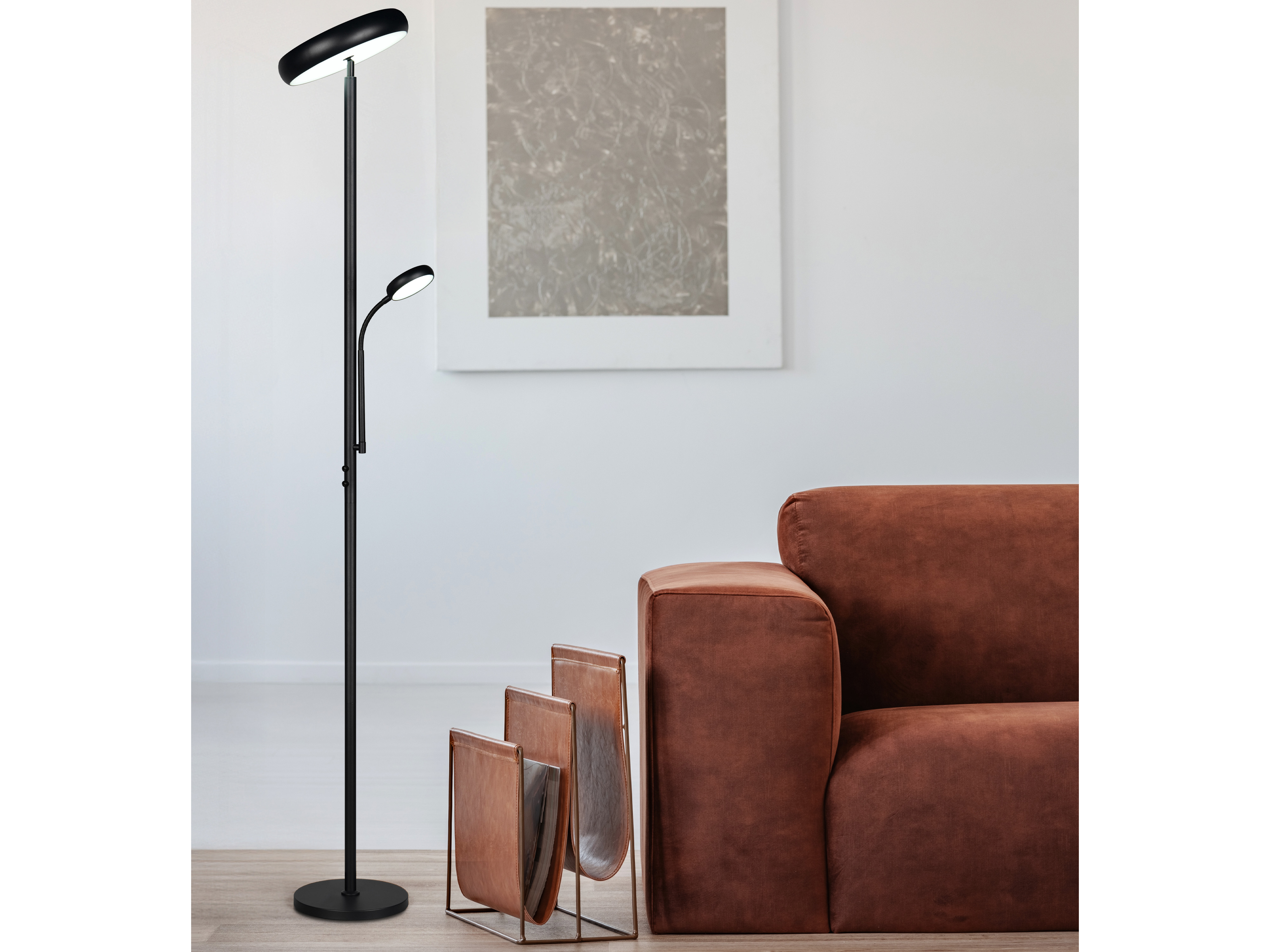 REALITY LED-Stehleuchte Palermo R45741132, 23W, 3000... 6500K, 2500lm, CCT, IP20, schwarz