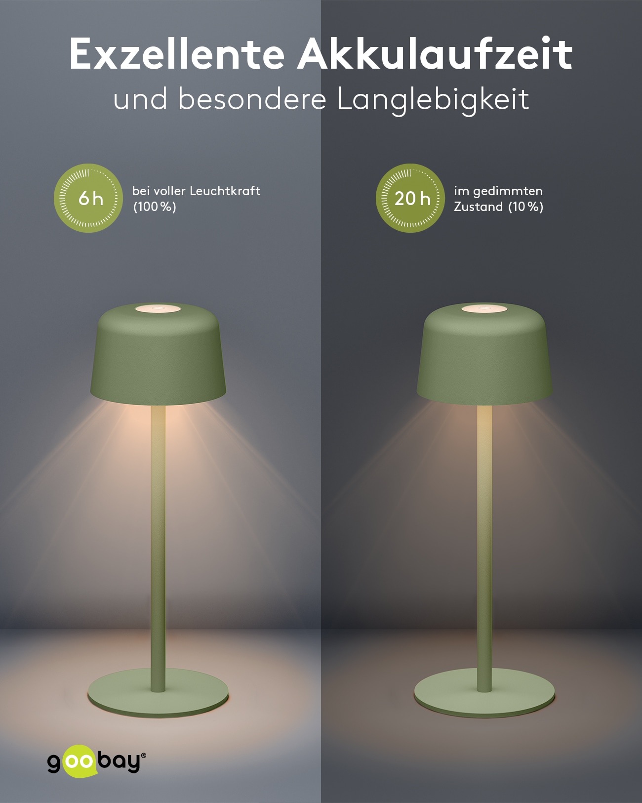 GOOBAY LED-Tischleuchte 77677, 2W, 3000 K, 150 lm, warmweiß, IP44, grün
