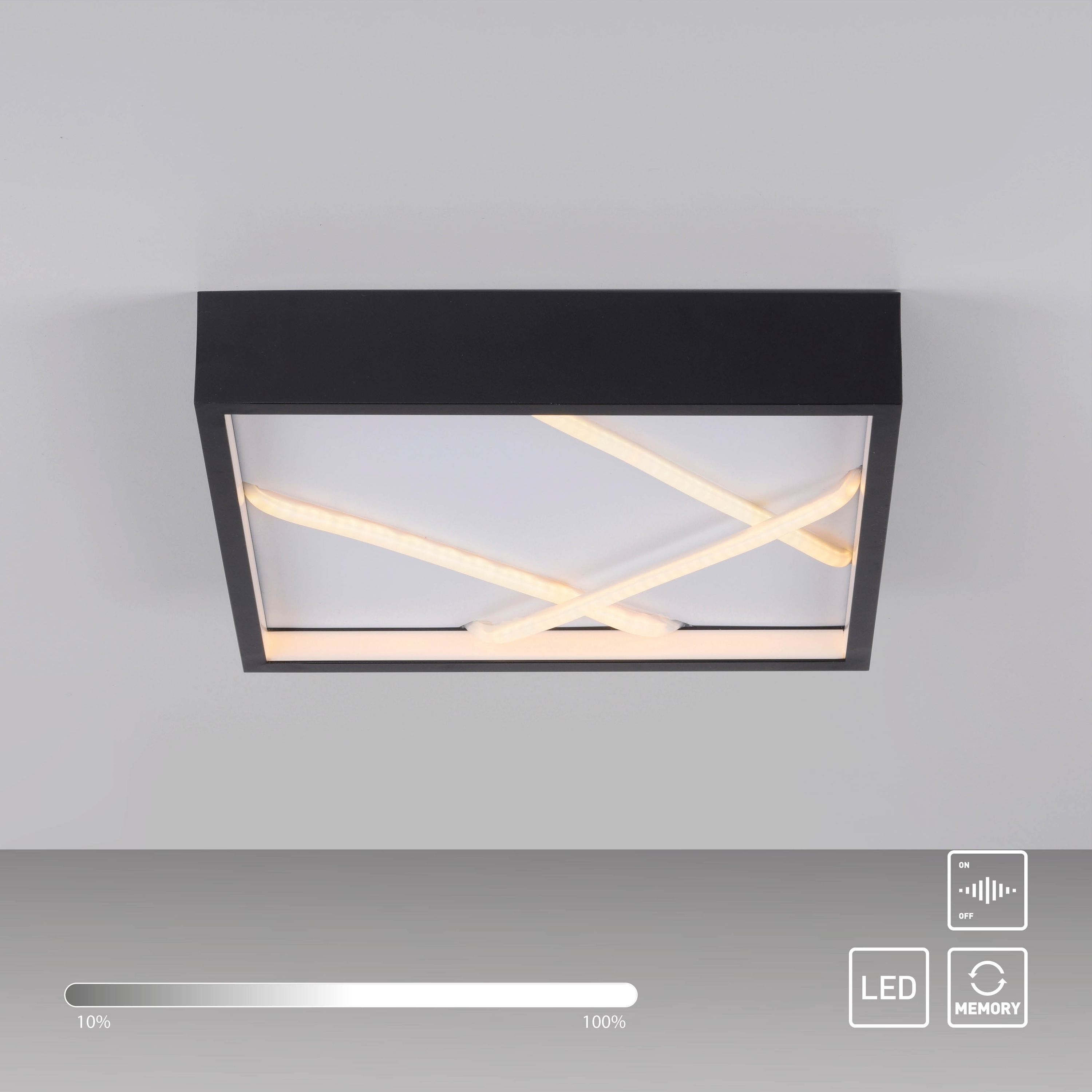 JUST LIGHT LED-Deckenleuchte 14092-18, 28W, 3000K, 3500lm, warmweiß, IP20, schwarz