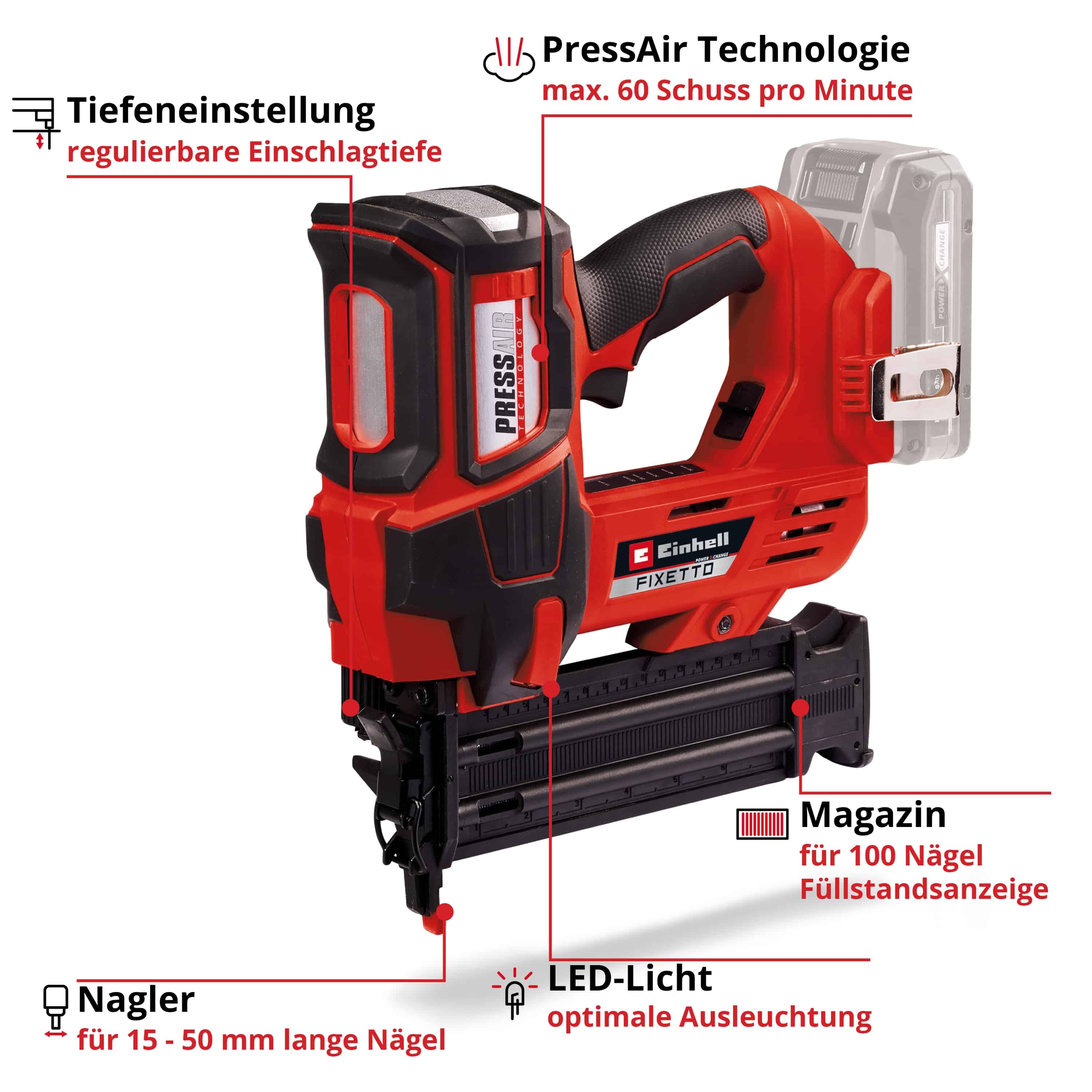 EINHELL PROFESSIONAL Akku-Nagler Fixetto 18/50 N, Solo + Systemkoffer E-Case S-F EINHELL PROFESSIONAL Akku-Nagler Fixetto 18/50 N, Solo + E-Box Koffer S-F
