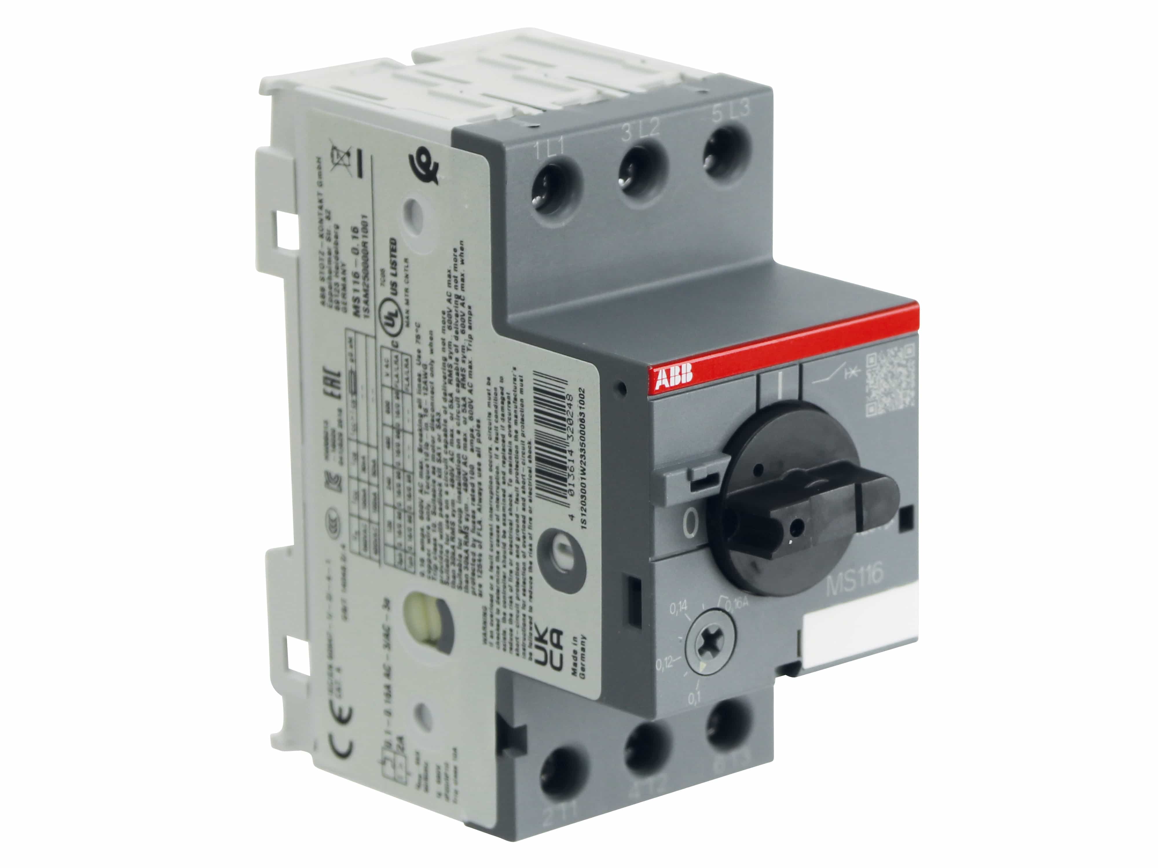 ABB Motorschutzschalter MS116-0.16, Auslöseklasse 10 A, 0.1...0.16 A
