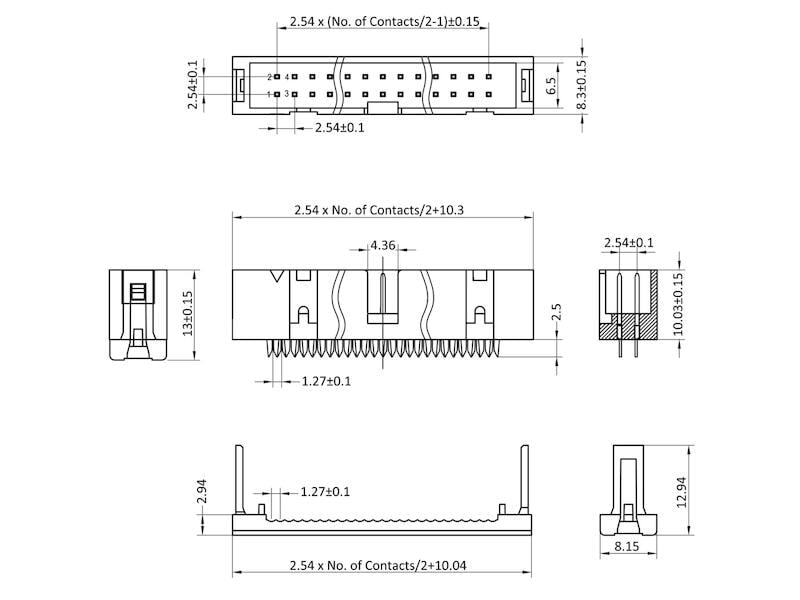 ECON CONNECT Wannenstecker WSK14G, 14-pol., grau, RM 2,54 mm, DIN 41651 ECON CONNECT Wannenstecker WSK14G, 14-pol., grau, RM 2,54 mm, DIN 41651