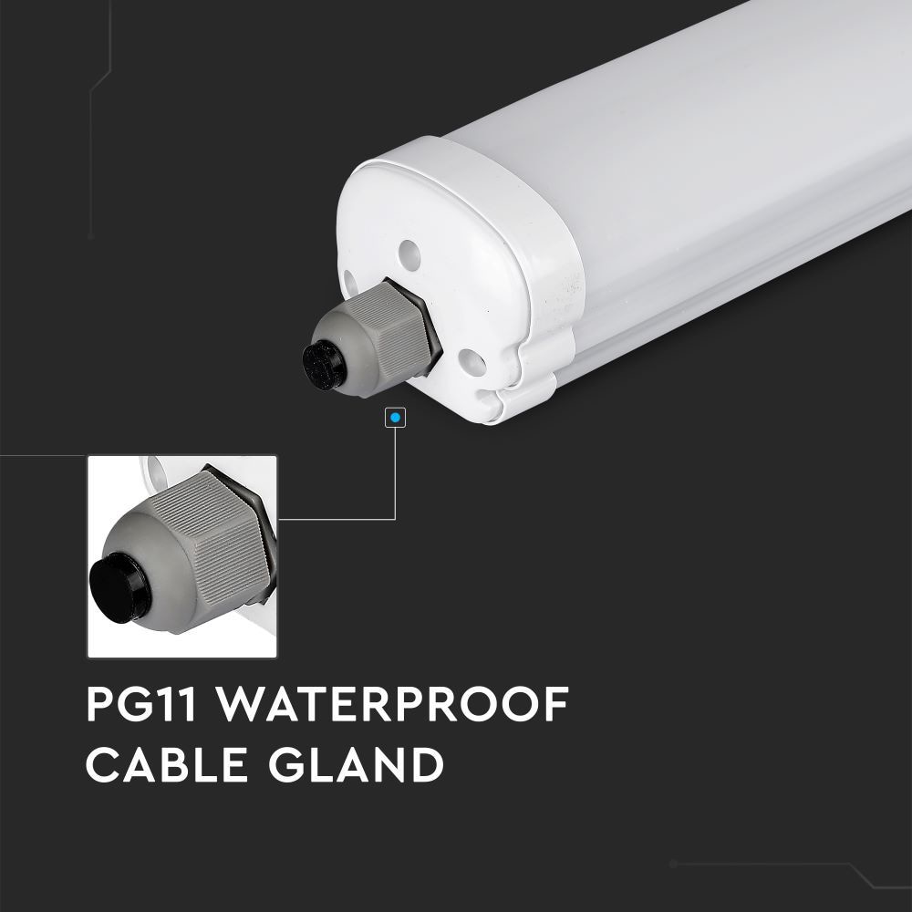 V-TAC LED-Feuchtraumwannenleuchte VT-6076, 18W, 4000K, EEK: E, 2160lm, neutralweiß, IP65, 60 cm