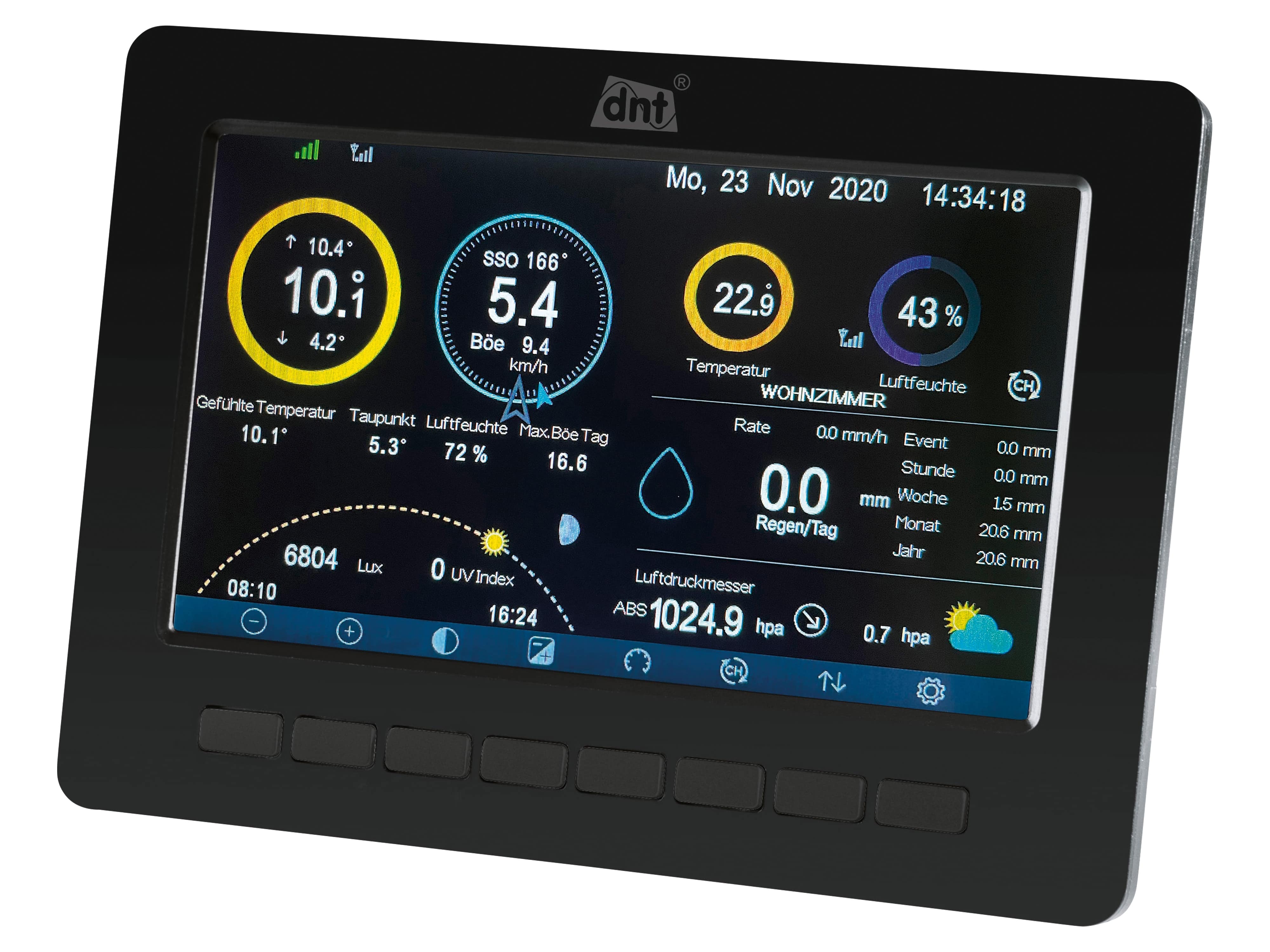 DNT Wetterstation WeatherScreen PRO + 3x Zusatzsender RoomLog Pro DNT Wetterstation WeatherScreen PRO + 3x Zusatzsender RoomLog Pro