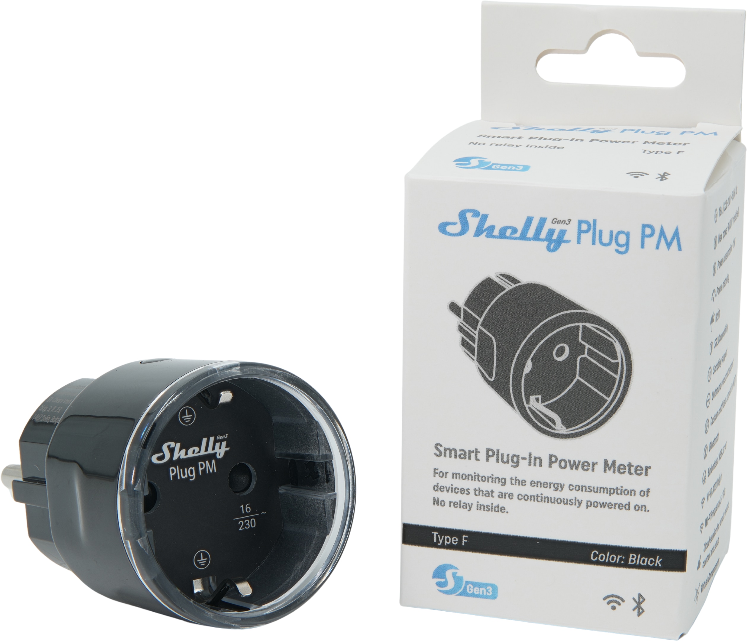 SHELLY WLAN-Steckdose Plug PM Gen3, schwarz