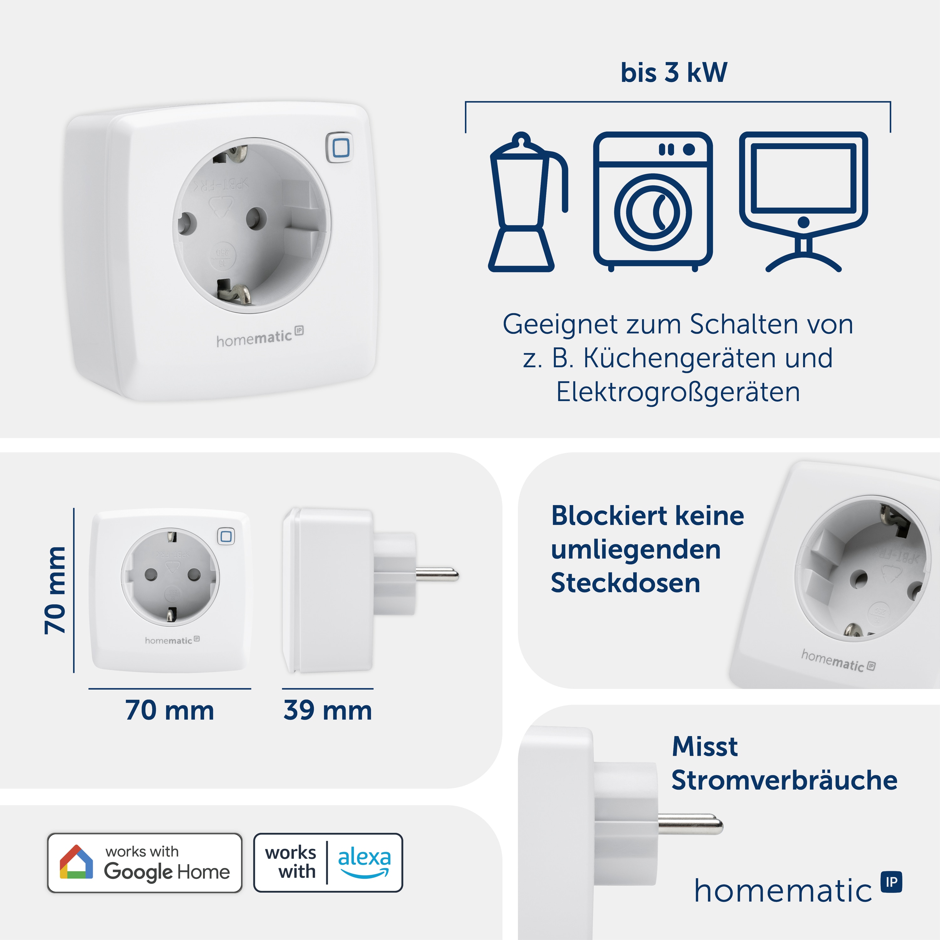 HOMEMATIC IP 157337A0, Schalt-Messsteckdose HOMEMATIC IP 157337A0, Schalt-Messsteckdose