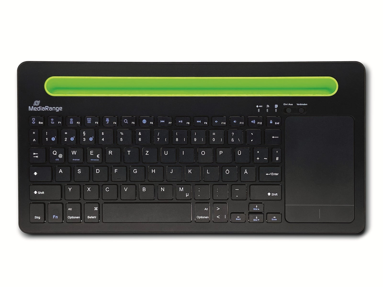 MEDIARANGE Funk-Tastatur MROS131. Multi-pairing, Touchpad, QWERTZ, schwarz
