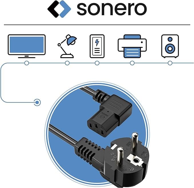 SONERO Netzkabel Schutzkontaktstecker, X-SKW-C13W-030B, 90°, schwarz, 3m SONERO Netzkabel Schutzkontaktstecker, X-SKW-C13W-030B, 90°, schwarz, 3m