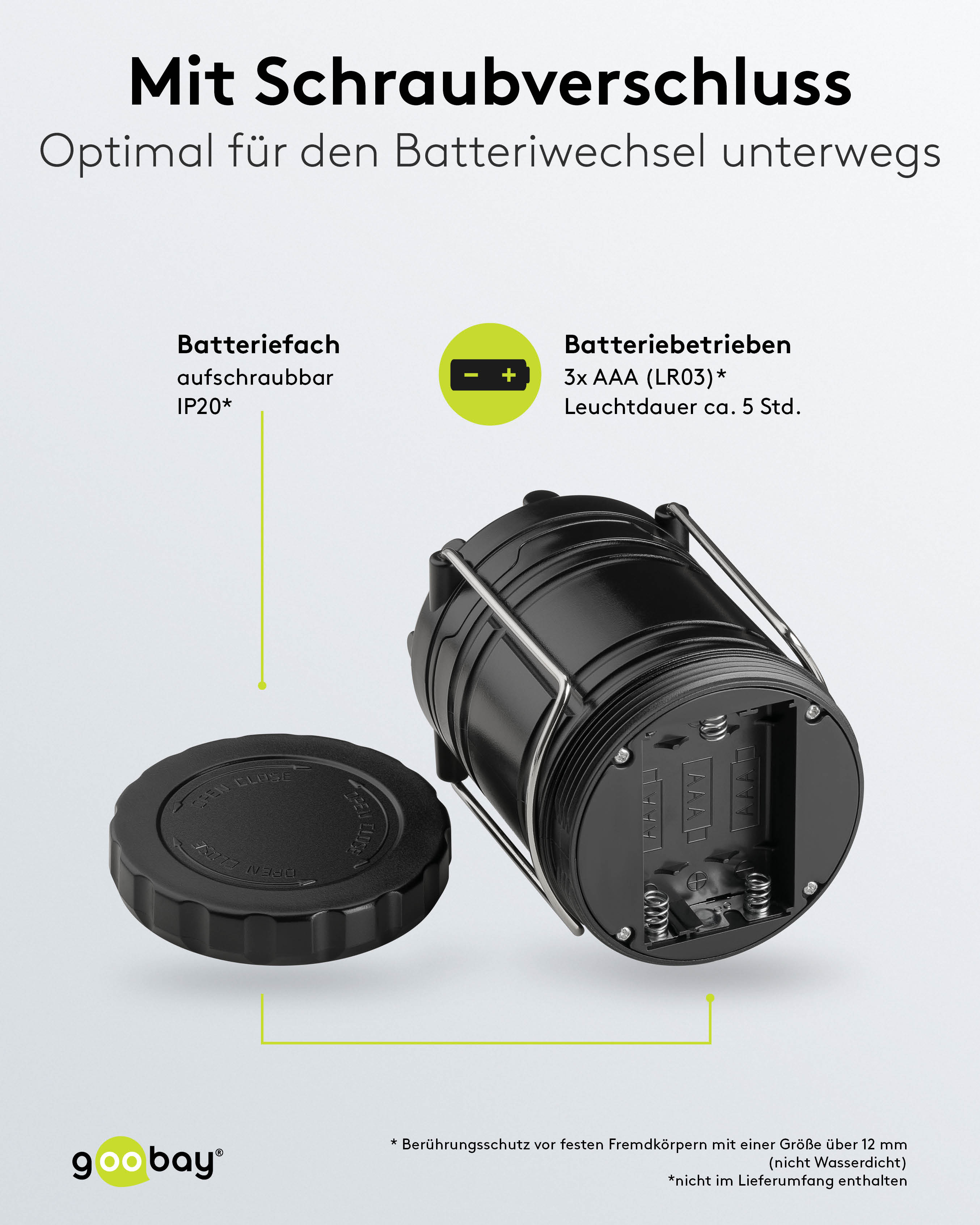 GOOBAY LED-Campingleuchte High Bright 250, batteriebetrieben GOOBAY LED-Campingleuchte High Bright 250, batteriebetrieben