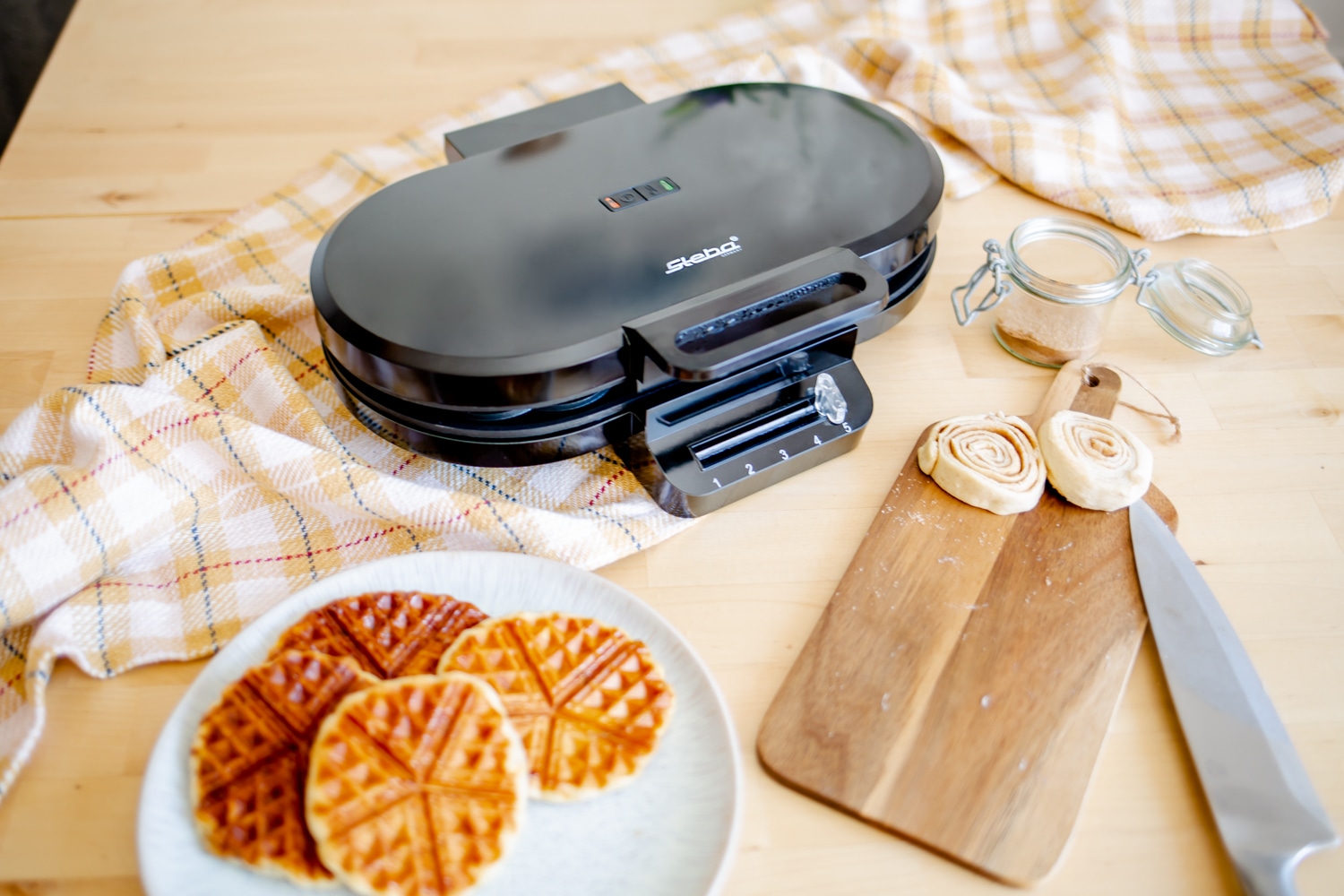 STEBA Doppel Waffeleisen WE 2, 2x5 Herzwaffeln, Ø15,5cm, antihaftbeschichtung