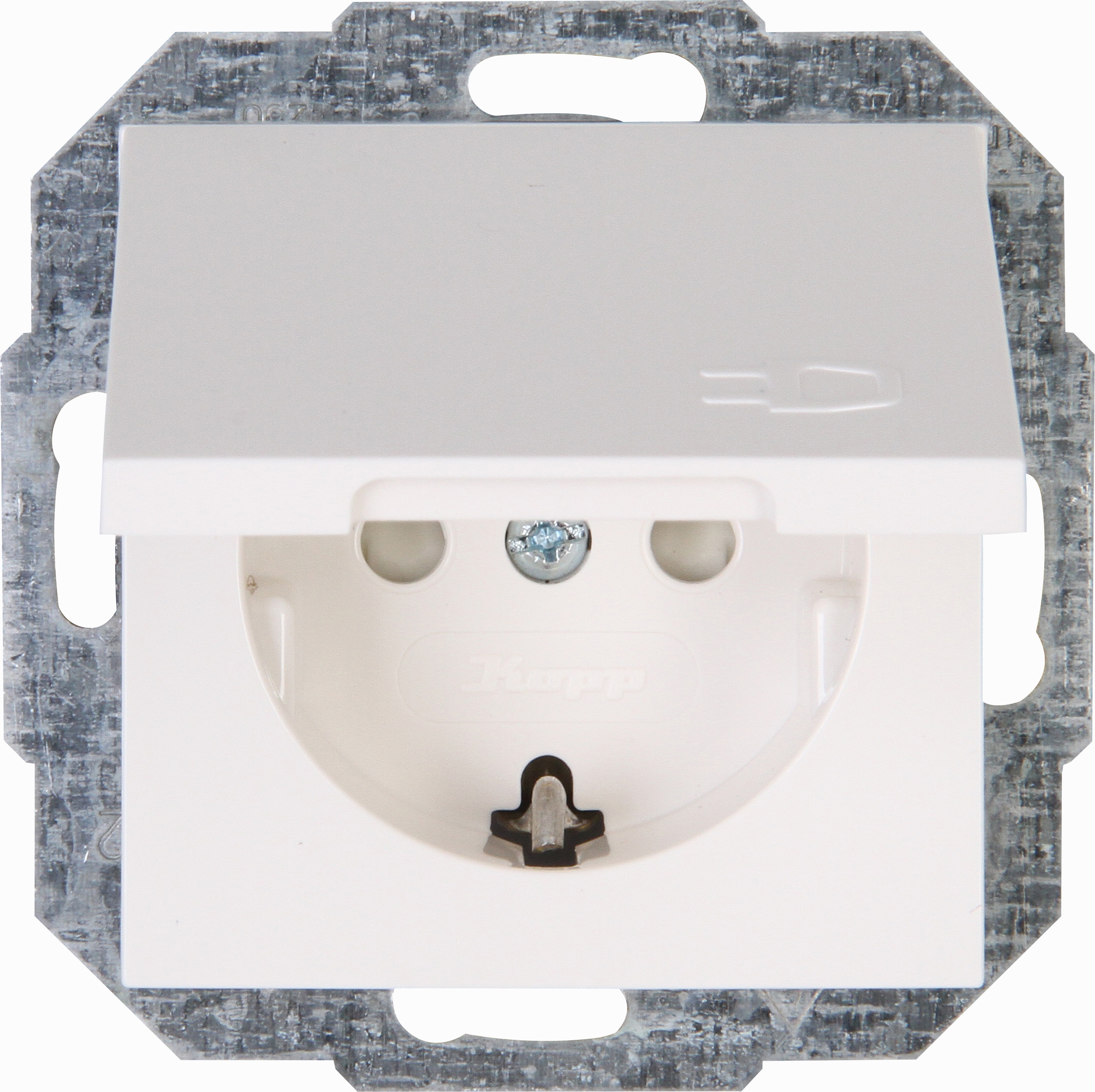 KOPP Schutzkontakt-Steckdose Athenis, mit Deckel reinweiß