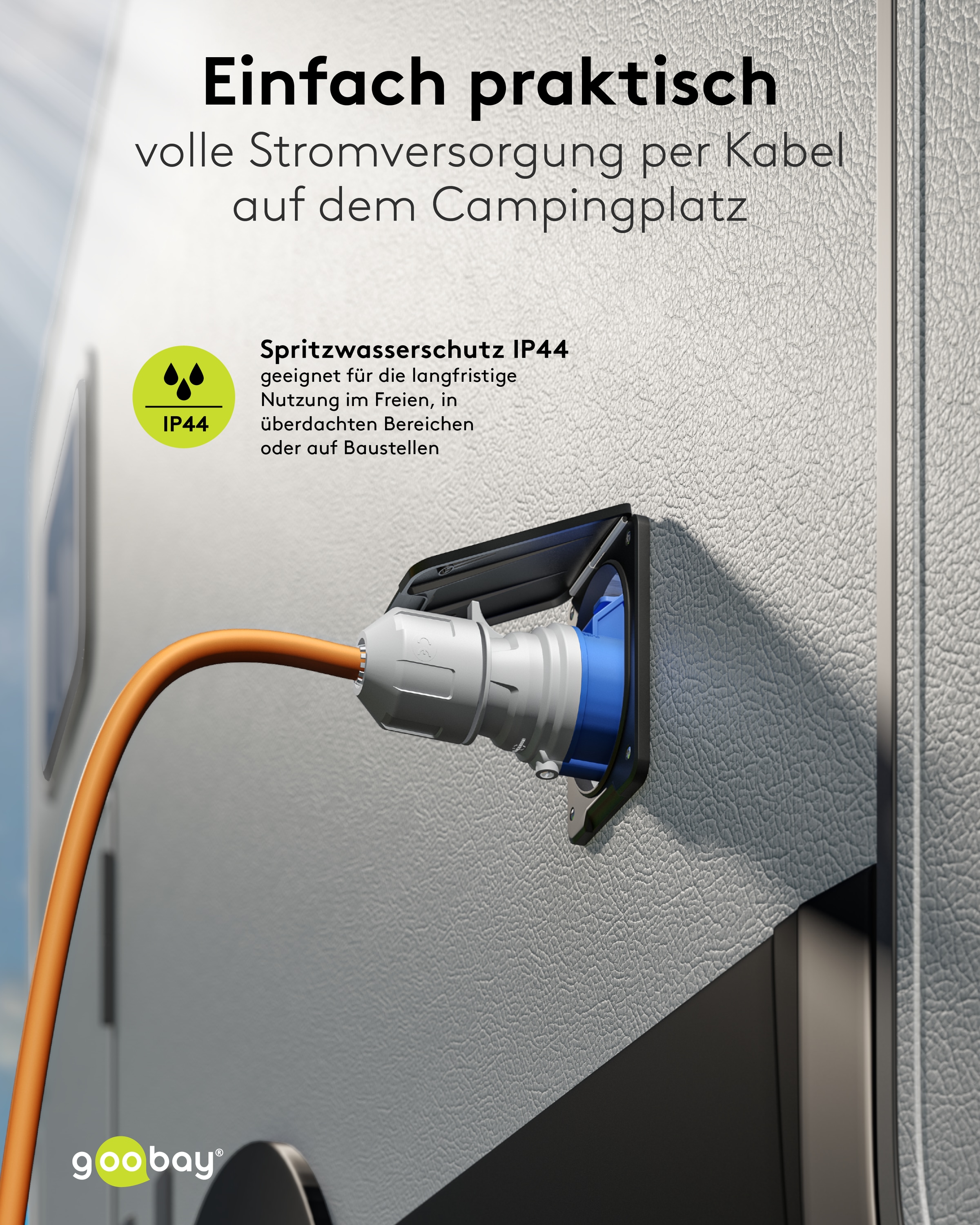 GOOBAY CEE-Adapterkabel 76219, 5 m, Stecker zu Schutzkontakt Stecker GOOBAY CEE-Adapterkabel 76219, 5 m, Stecker zu Schutzkontakt Stecker