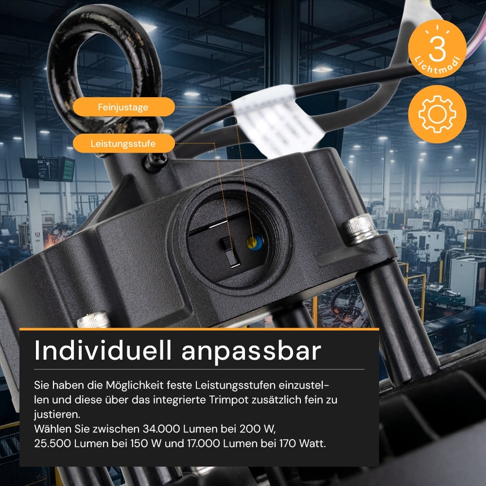 ENOVALITE LED-Highbay-Leuchte, UFO, EEK: C, 200W, 34000lm, 4000K, schwarz